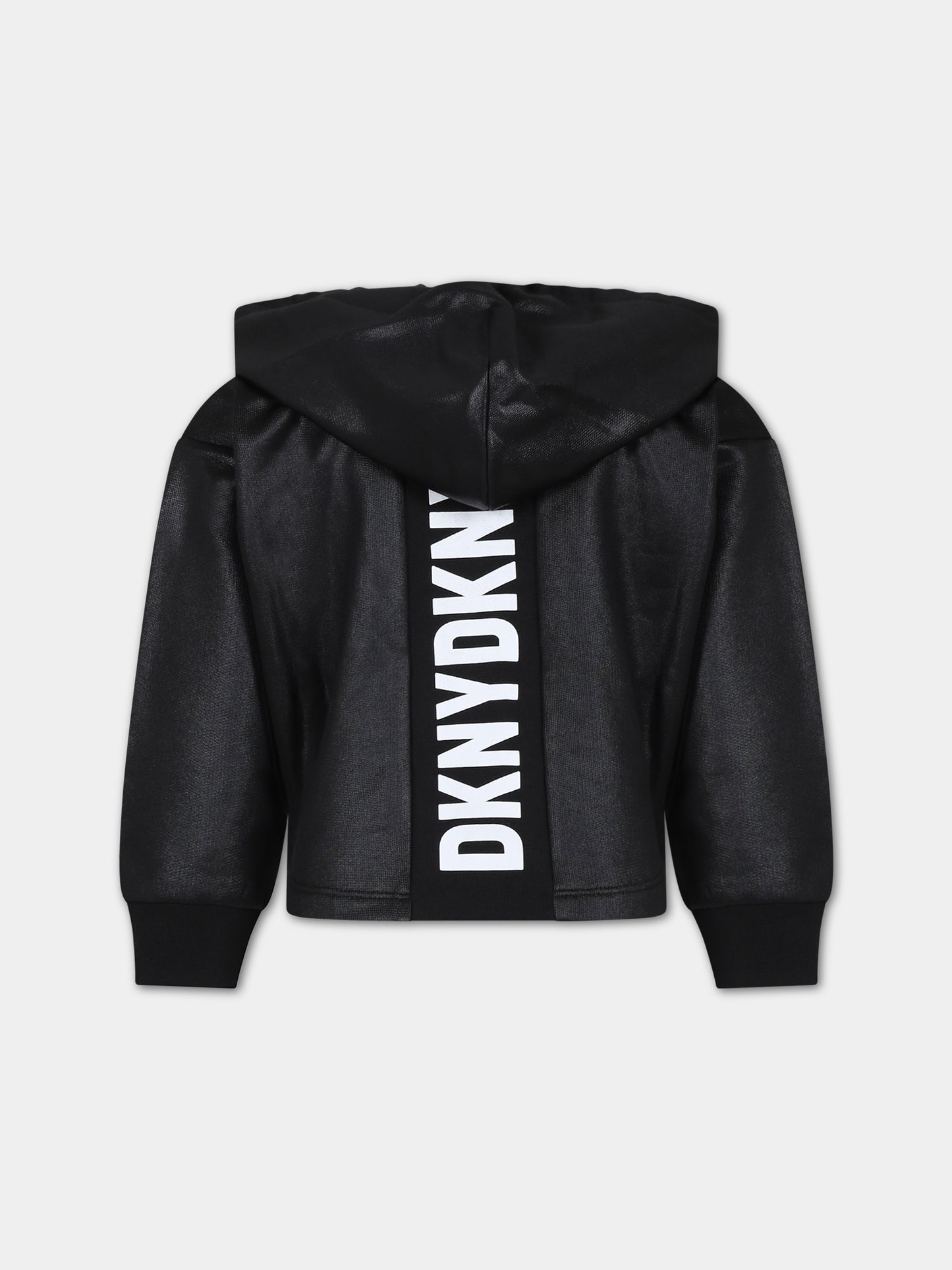 Felpa nera per bambina con logo,Dkny,D60079 09B