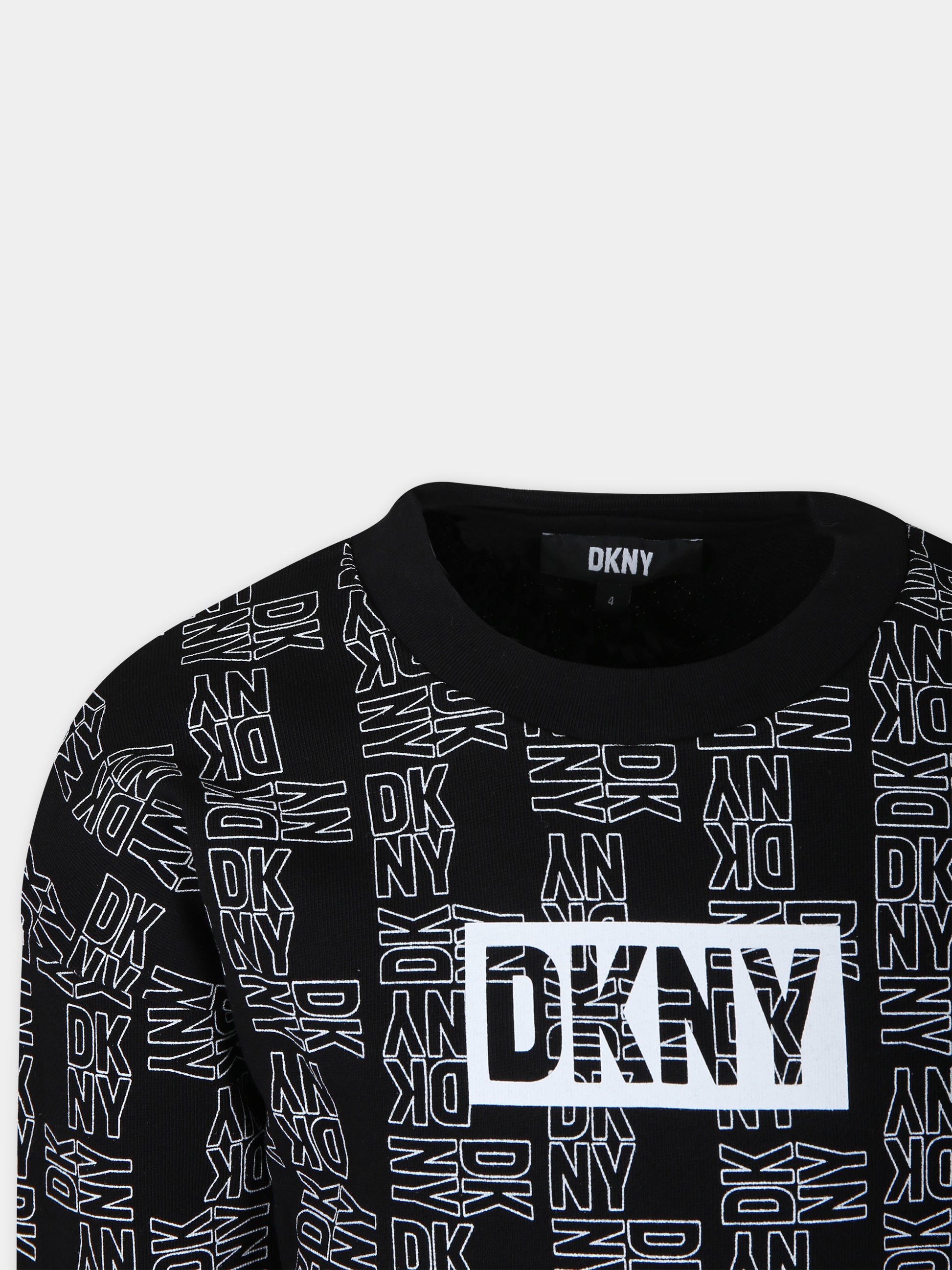 Felpa nera per bambini con logo,Dkny,D60165 09B