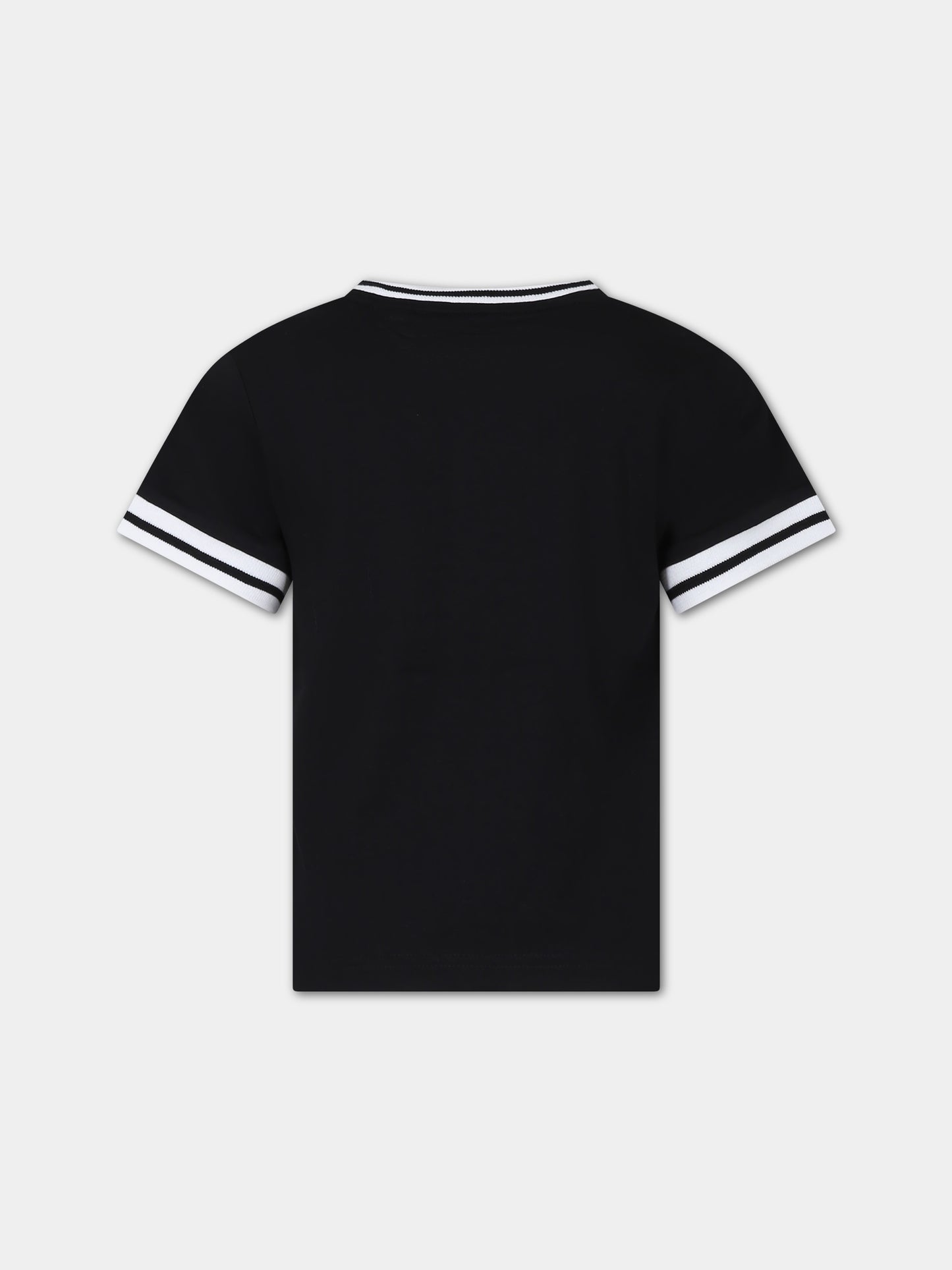 T-shirt nera per bambina con logo,Dkny,D60035 09B