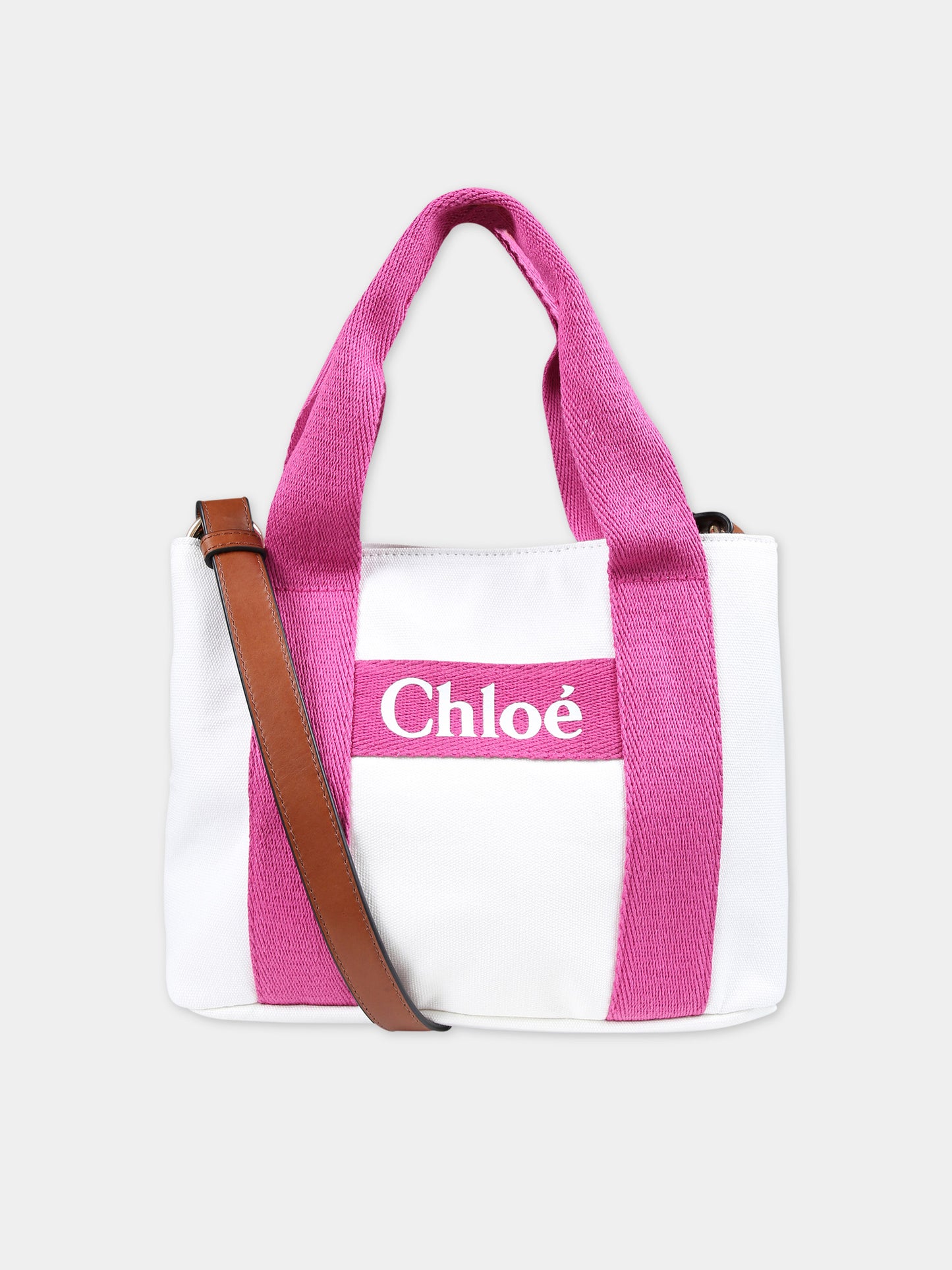 Borsa bianca per bambina con logo,Chloé Kids,C20046 117