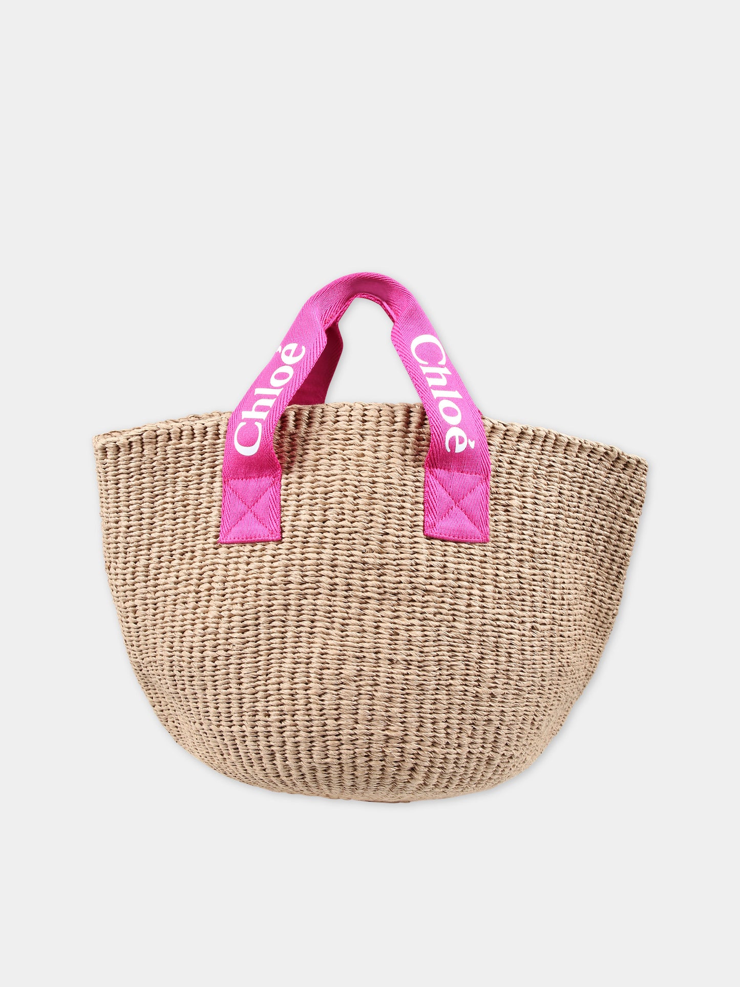 Borsa casual beige in paglia per bambina,Chloé Kids,C20045 49L