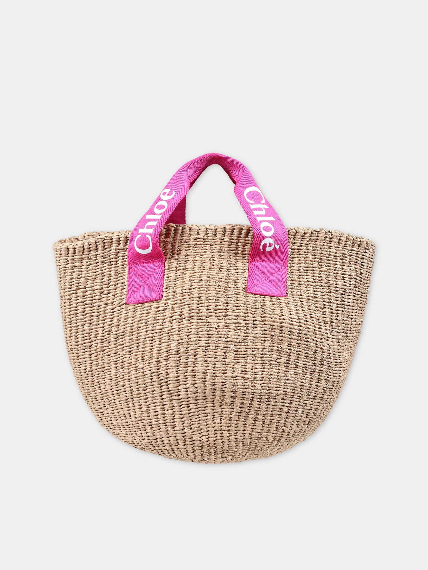 Borsa casual beige in paglia per bambina,Chloé Kids,C20045 49L