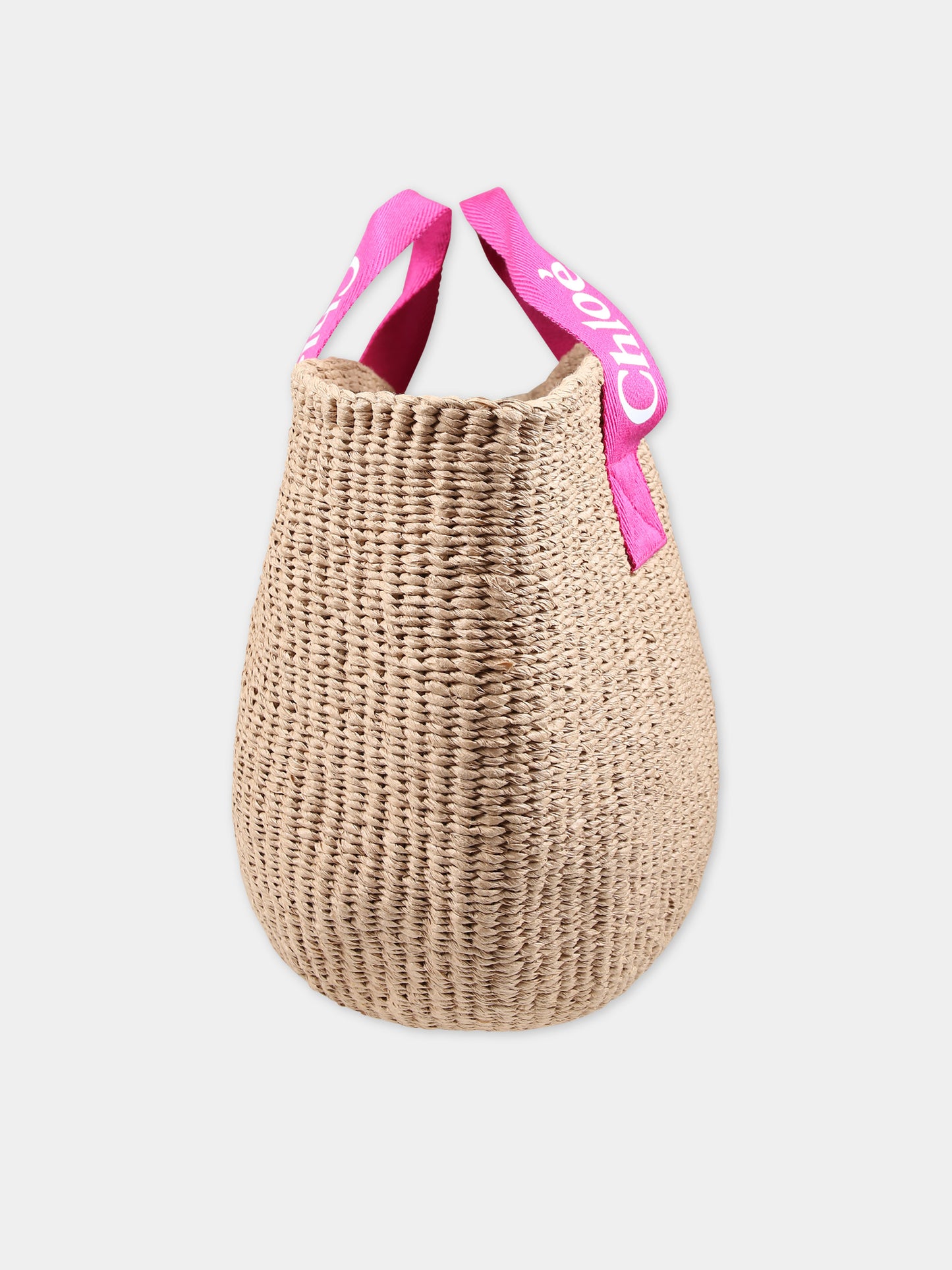 Borsa casual beige in paglia per bambina,Chloé Kids,C20045 49L