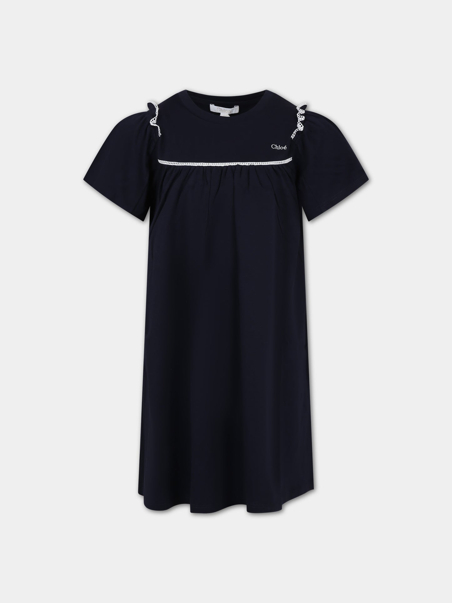 Vestito blu per neonata con logo,Chloé Kids,C20071 859