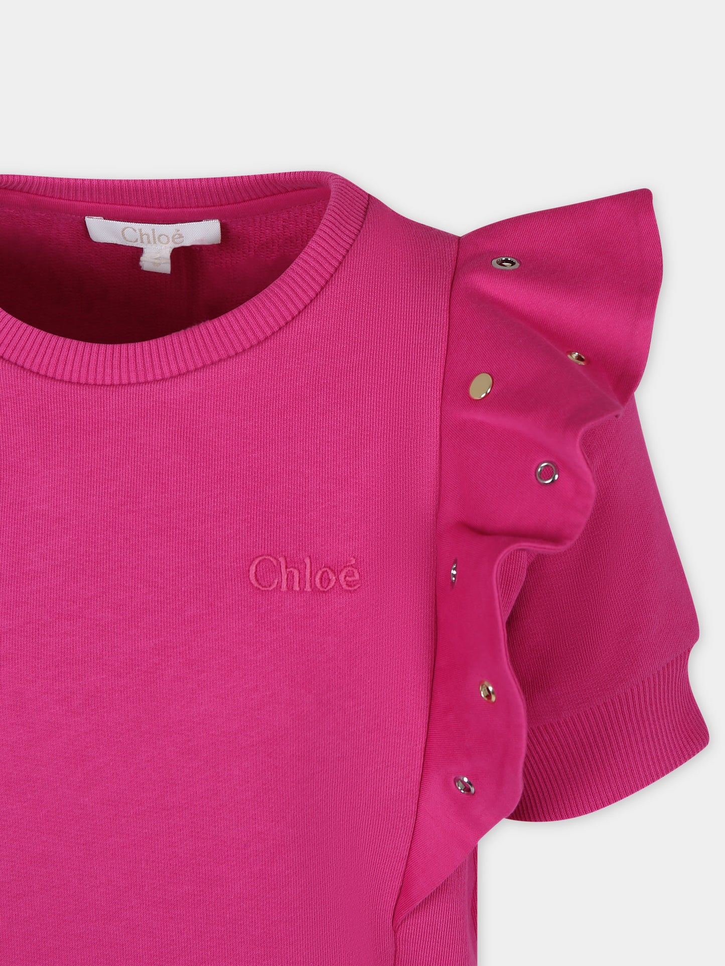 Vestito fucsia per bambina con logo,Chloé Kids,C20066 49L