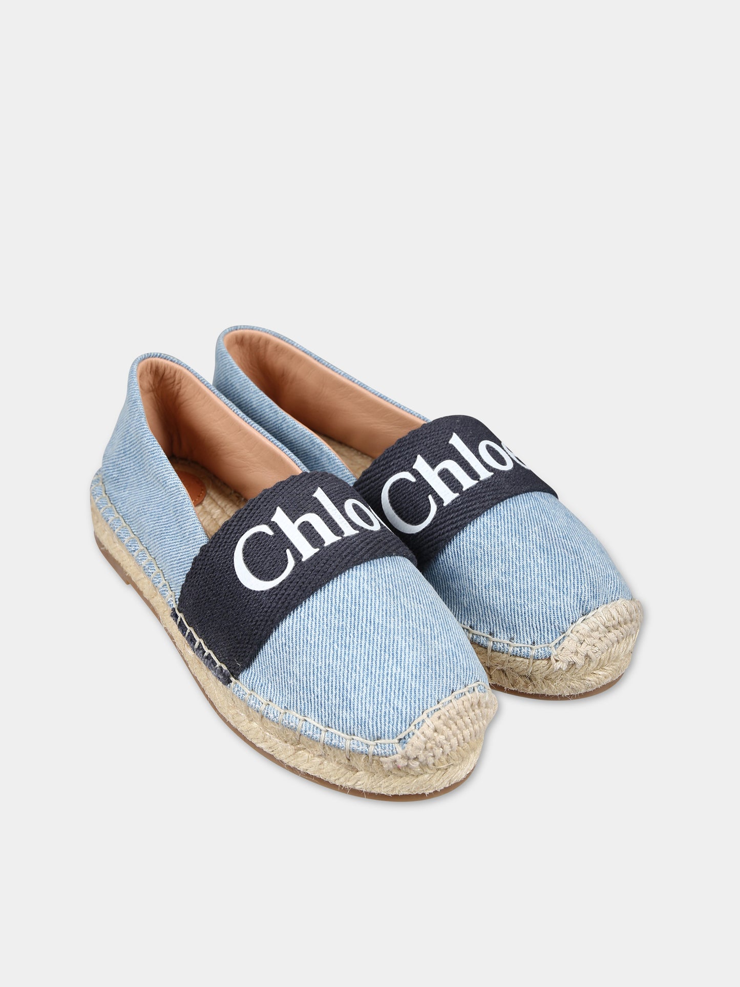 Espadrillas in denim con logo per bambina,Chloé Kids,C20137 Z10