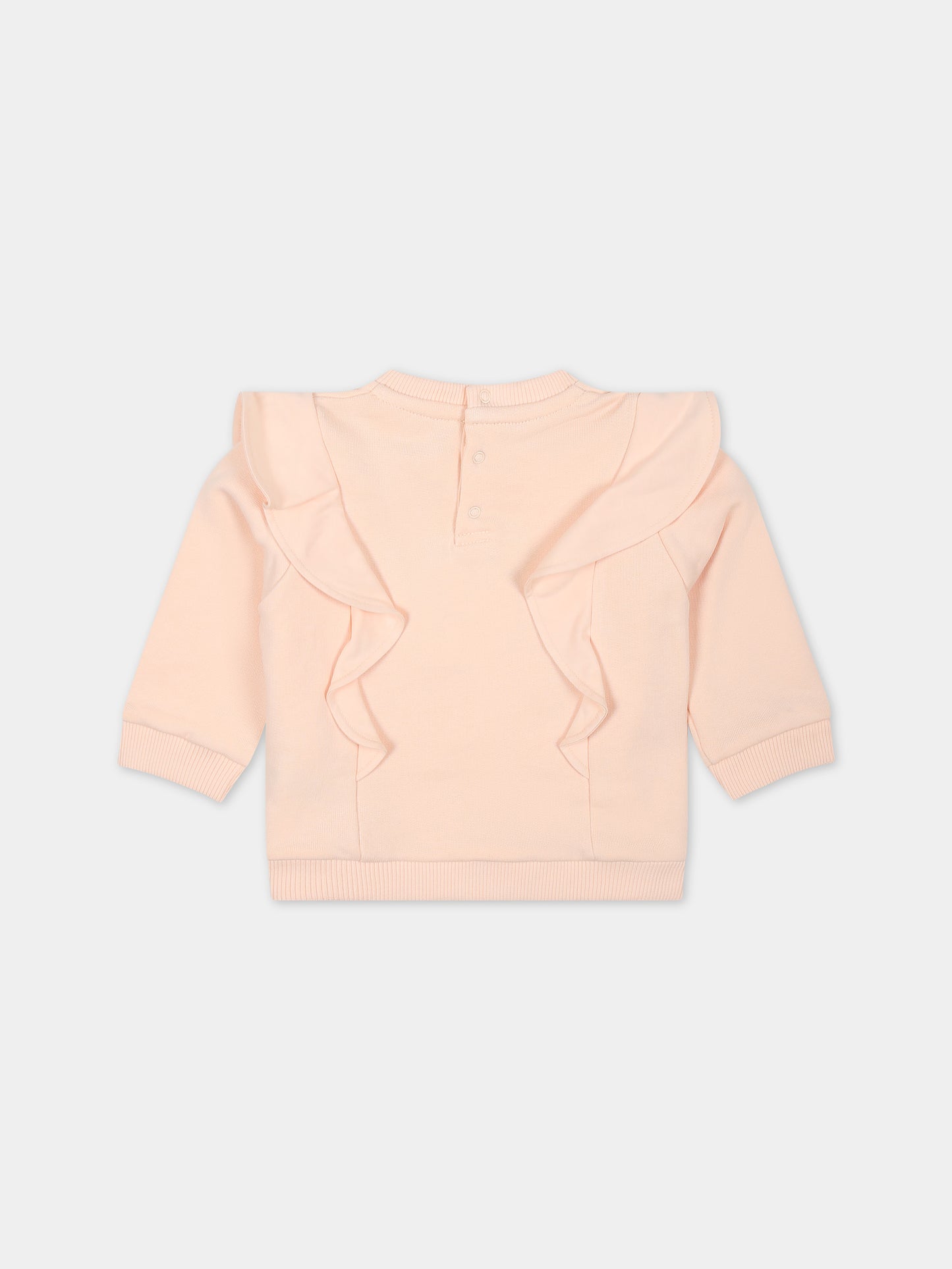 Felpa rosa per neonata con logo,Chloé Kids,C20024 45F