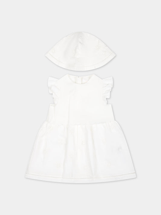 Vestito bianco per neonata con lgoo,Chloé Kids,C20039 117