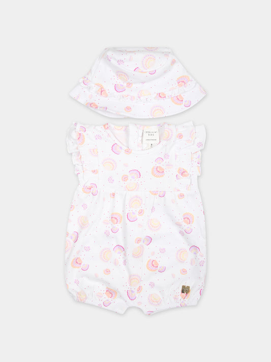 Pagliaccetto bianco per bambina con conchiglie all-over,Carrement Beau,Y30016 10P