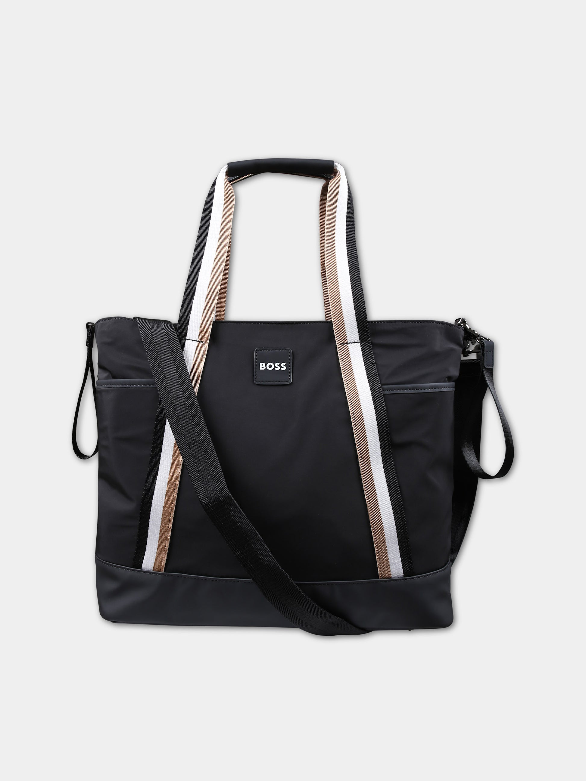 Borsa mamma nera per neonato con logo,Boss,J50938 09B