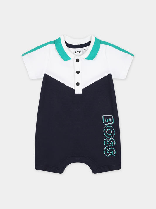 Pagliaccetto blu per neonato con logo,Boss,J50781 849