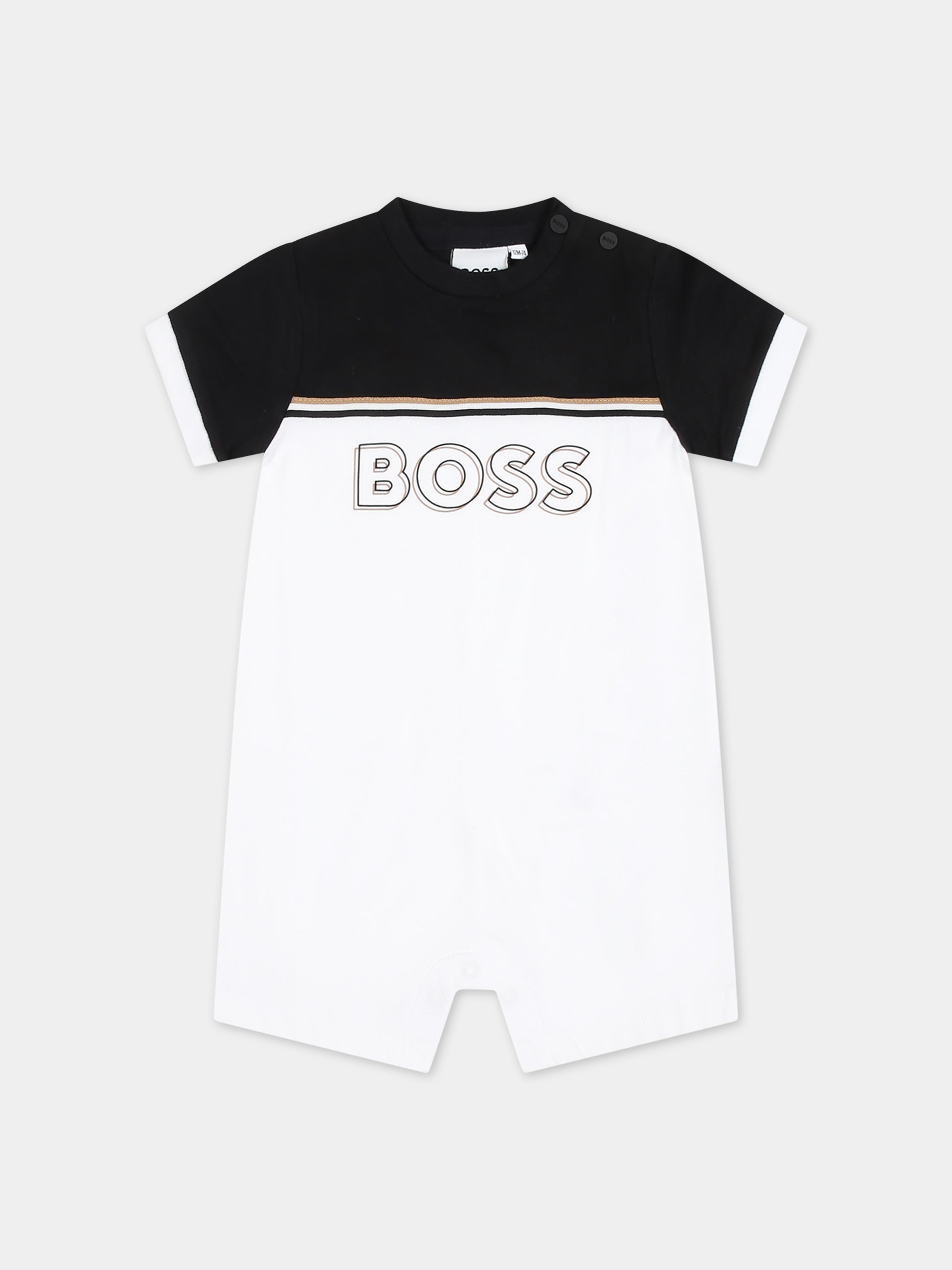 Pagliaccetto bianco per neonato con logo,Boss,J50793 10P