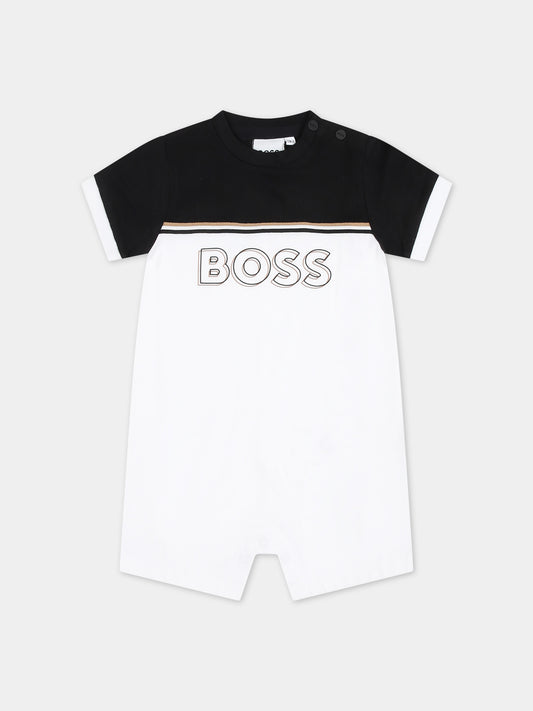 Pagliaccetto bianco per neonato con logo,Boss,J50793 10P