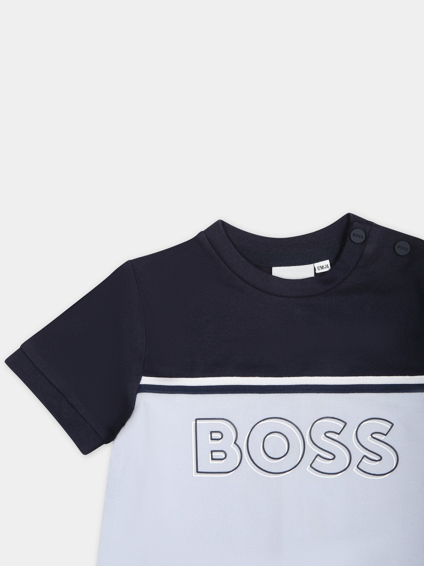 Pagliaccetto celeste per neonato con logo,Boss,J50793 771