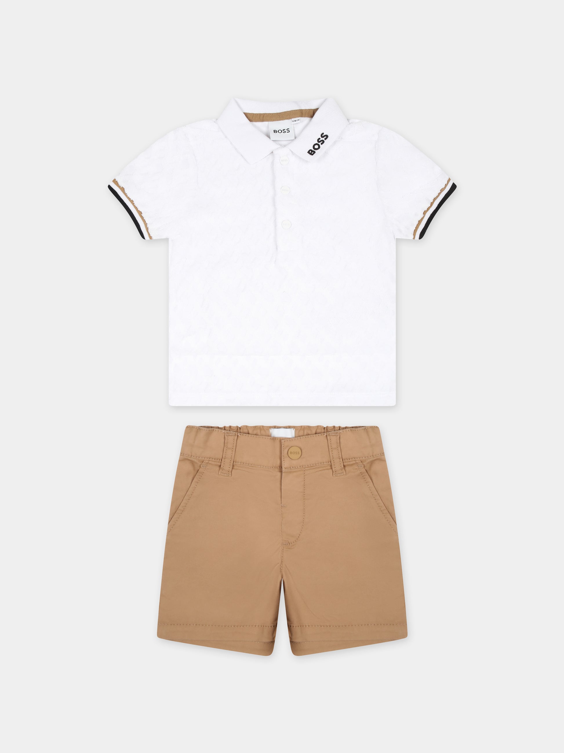 Completo bianco per neonato con logo,Boss,J50989 N03