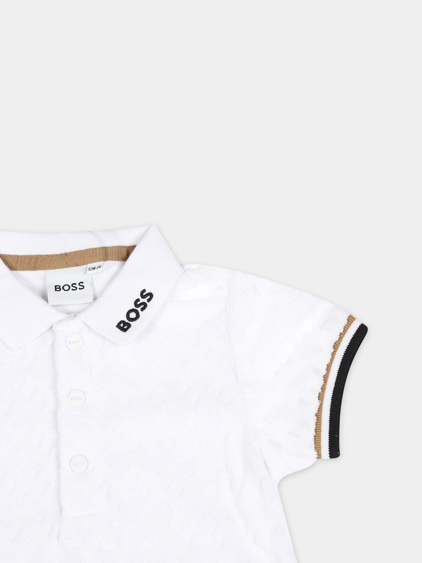 Completo bianco per neonato con logo,Boss,J50989 N03