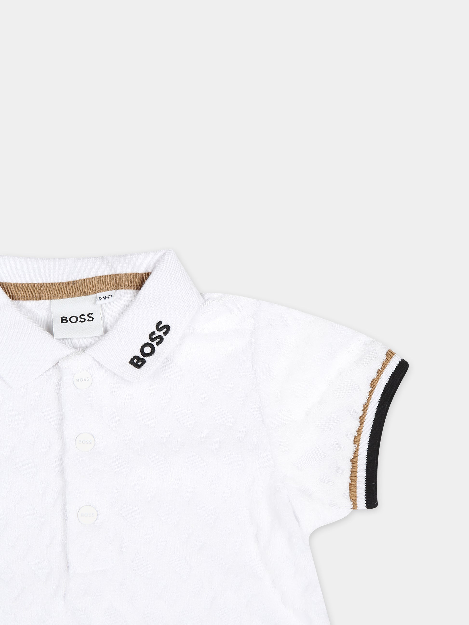 Completo bianco per neonato con logo,Boss,J50989 N03