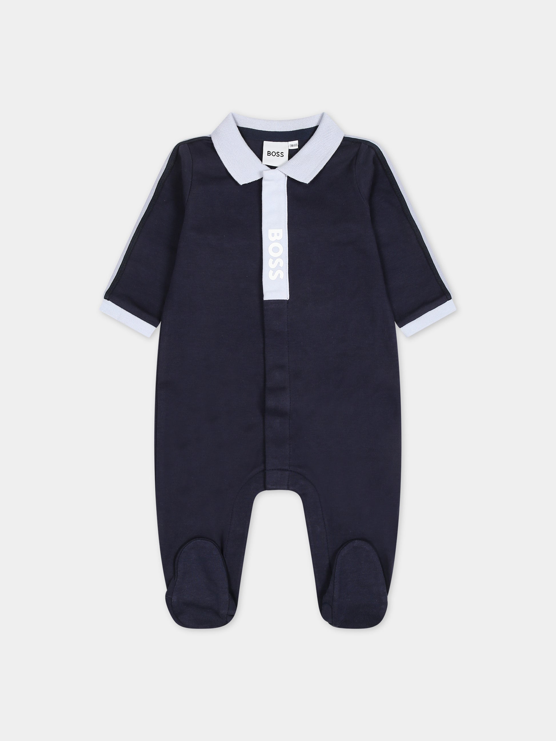 Tutina blu per neonato con logo,Boss,J50782 849