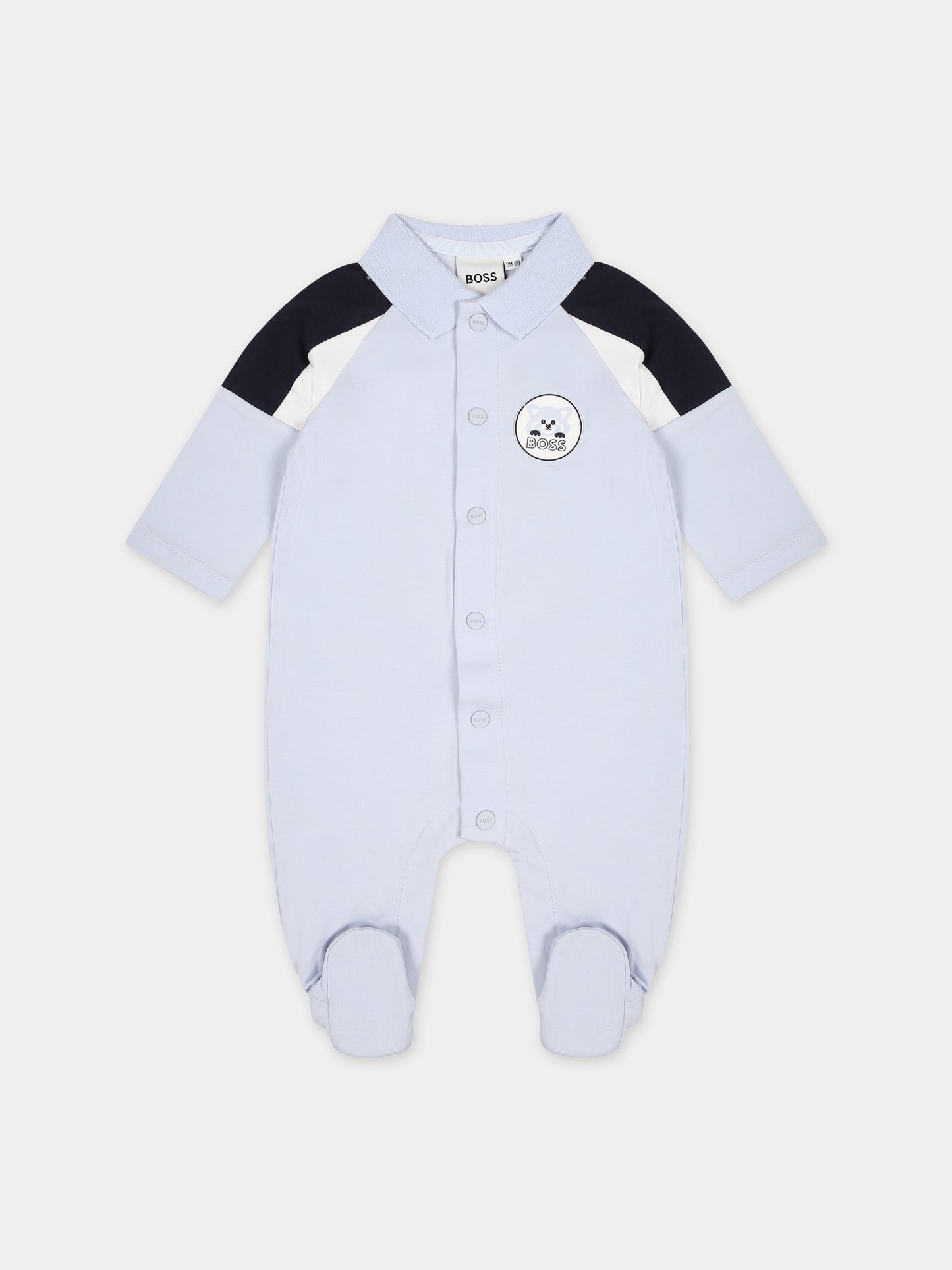 Tutina celeste per neonato con logo,Boss,J50797 771
