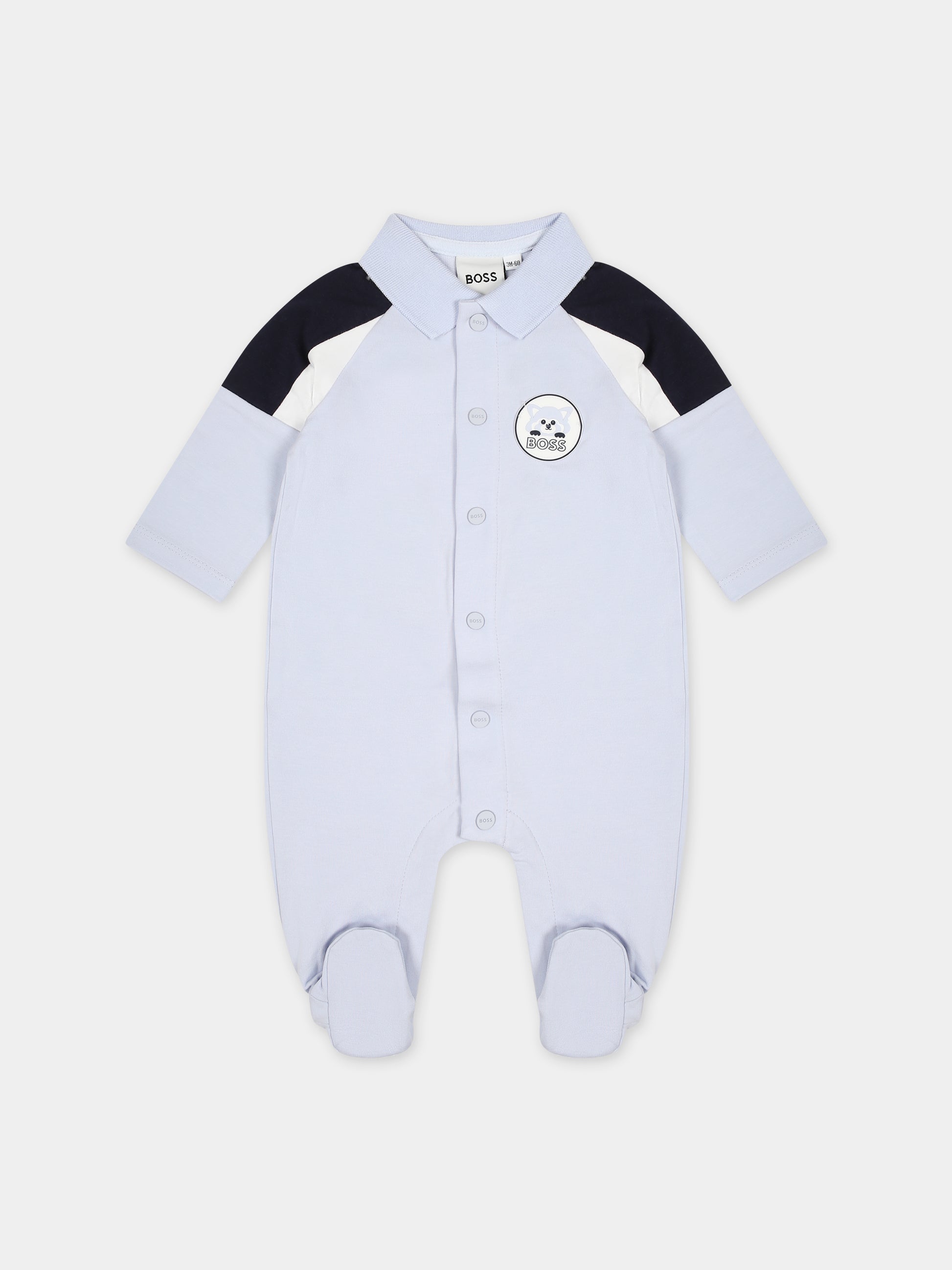 Tutina celeste per neonato con logo,Boss,J50797 771