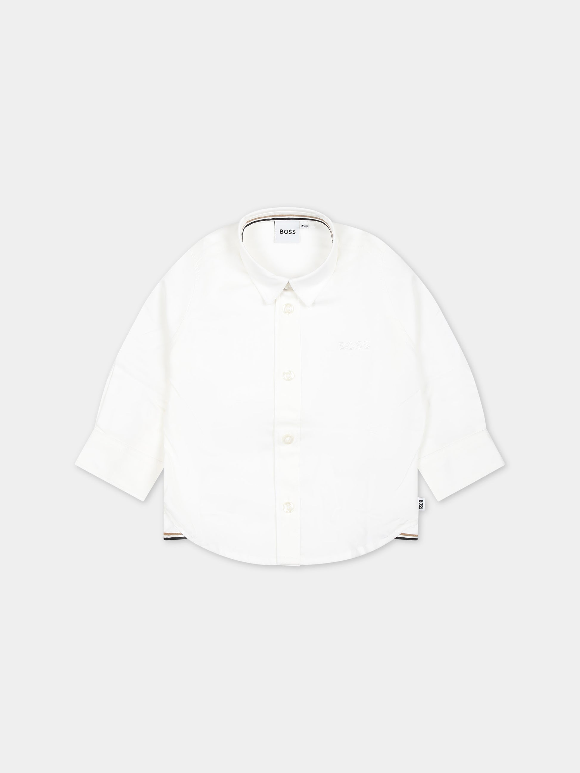 Camicia bianca per neonato con logo,Boss,J50586 10P