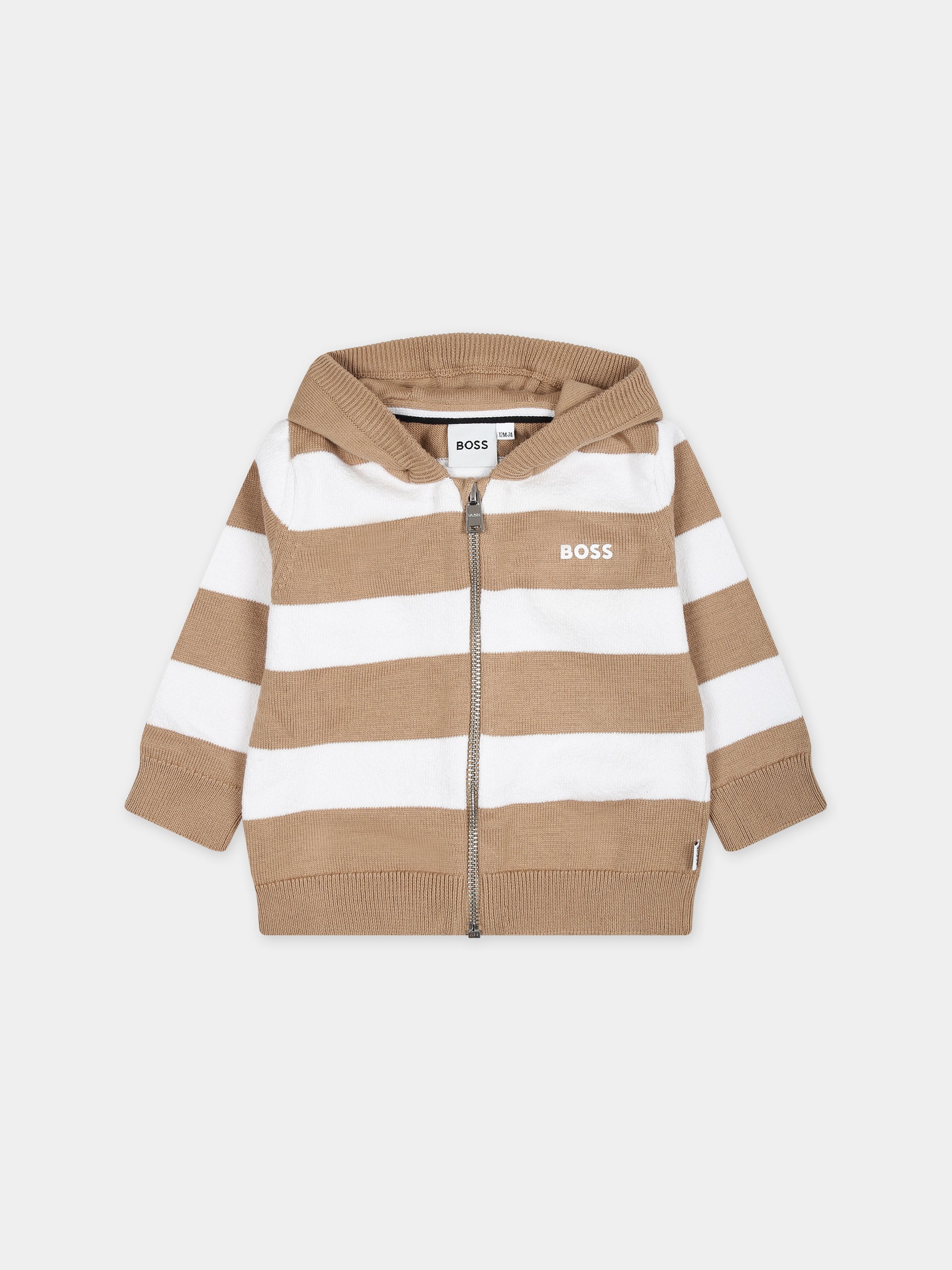 Cardigan multicolor per neonato a righe,Boss,J50594 N23