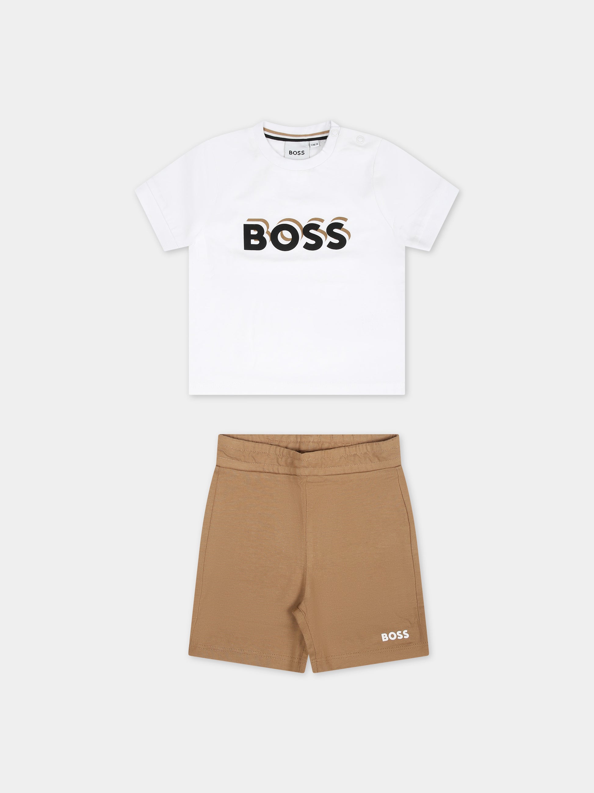 Completo bianco per neonato con logo,Boss,J50624 269