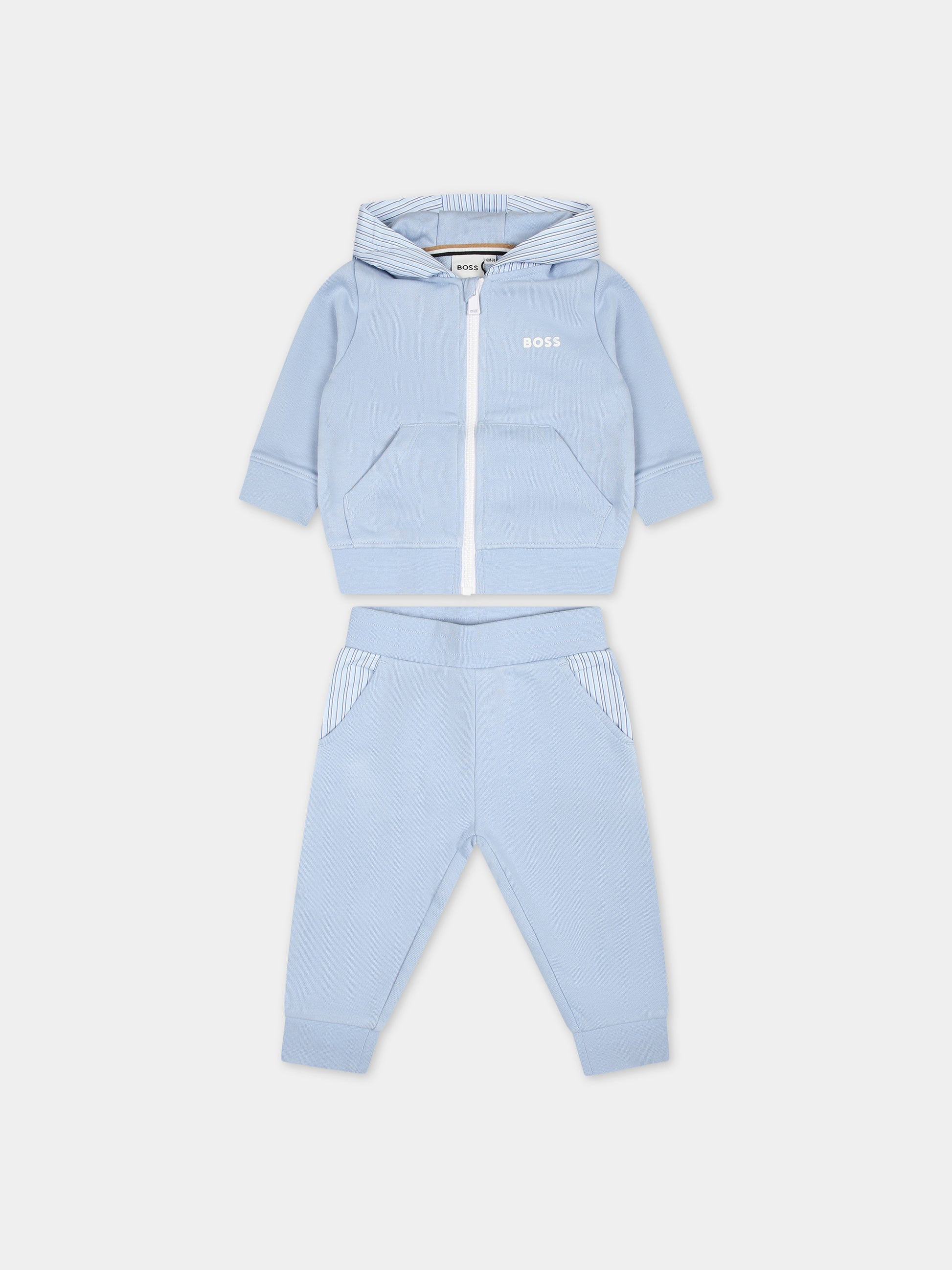 Completo celeste per neonato con logo,Boss,J50629 783