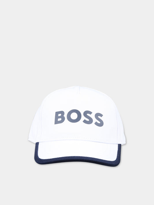 Cappello con visiera bianco per neonato con logo,Boss,J50977 10P