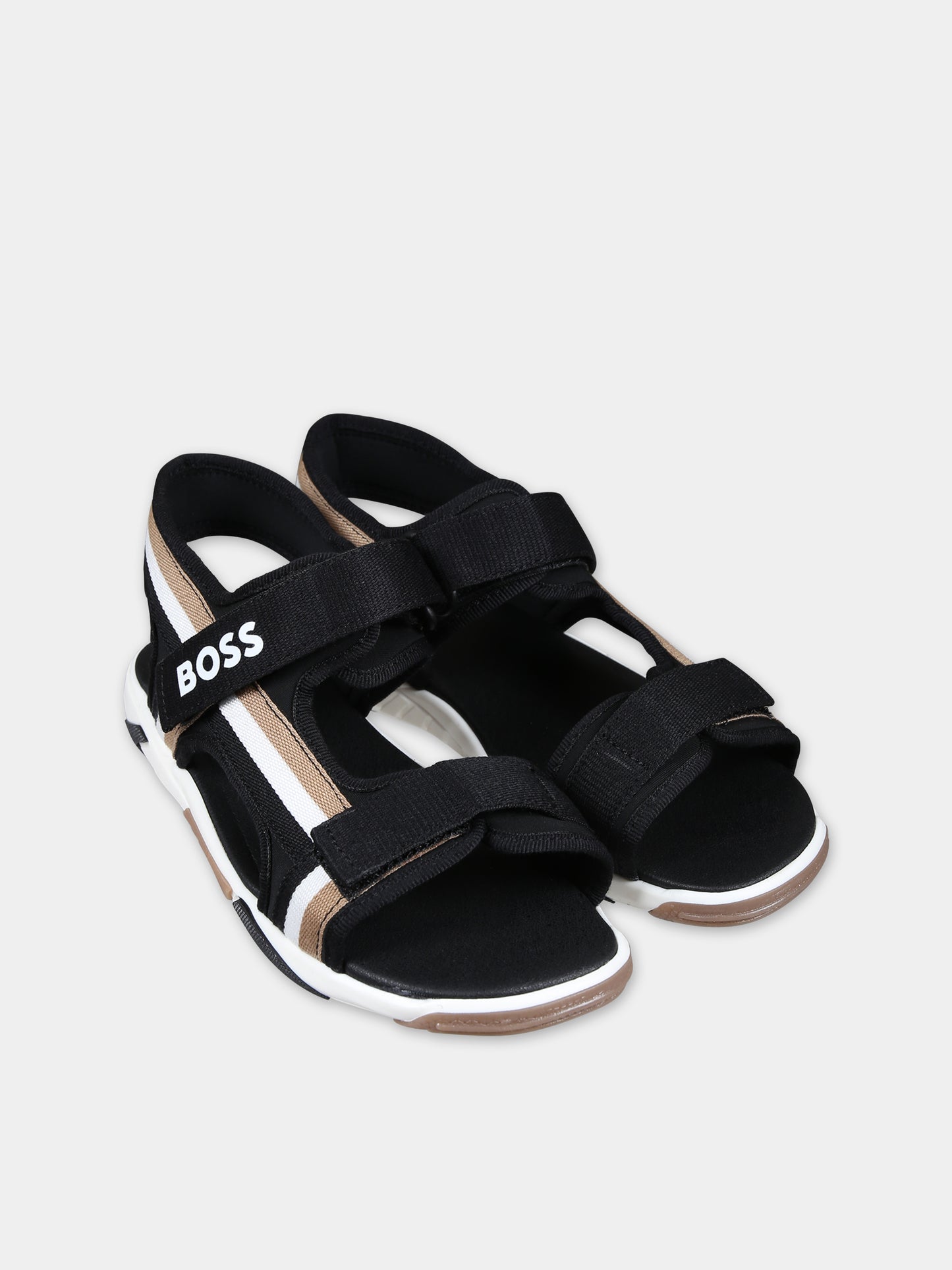 Sandali neri per bambino con logo,Boss,J50877 09B