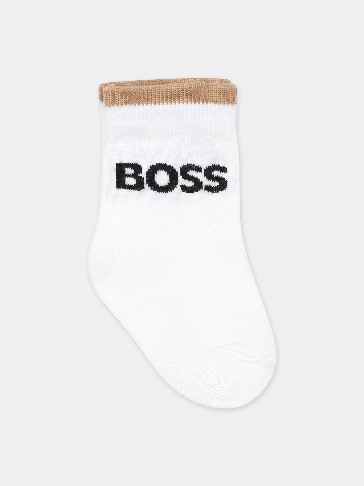 Set calzini bianchi per neonato con logo,Boss,J50982 10P