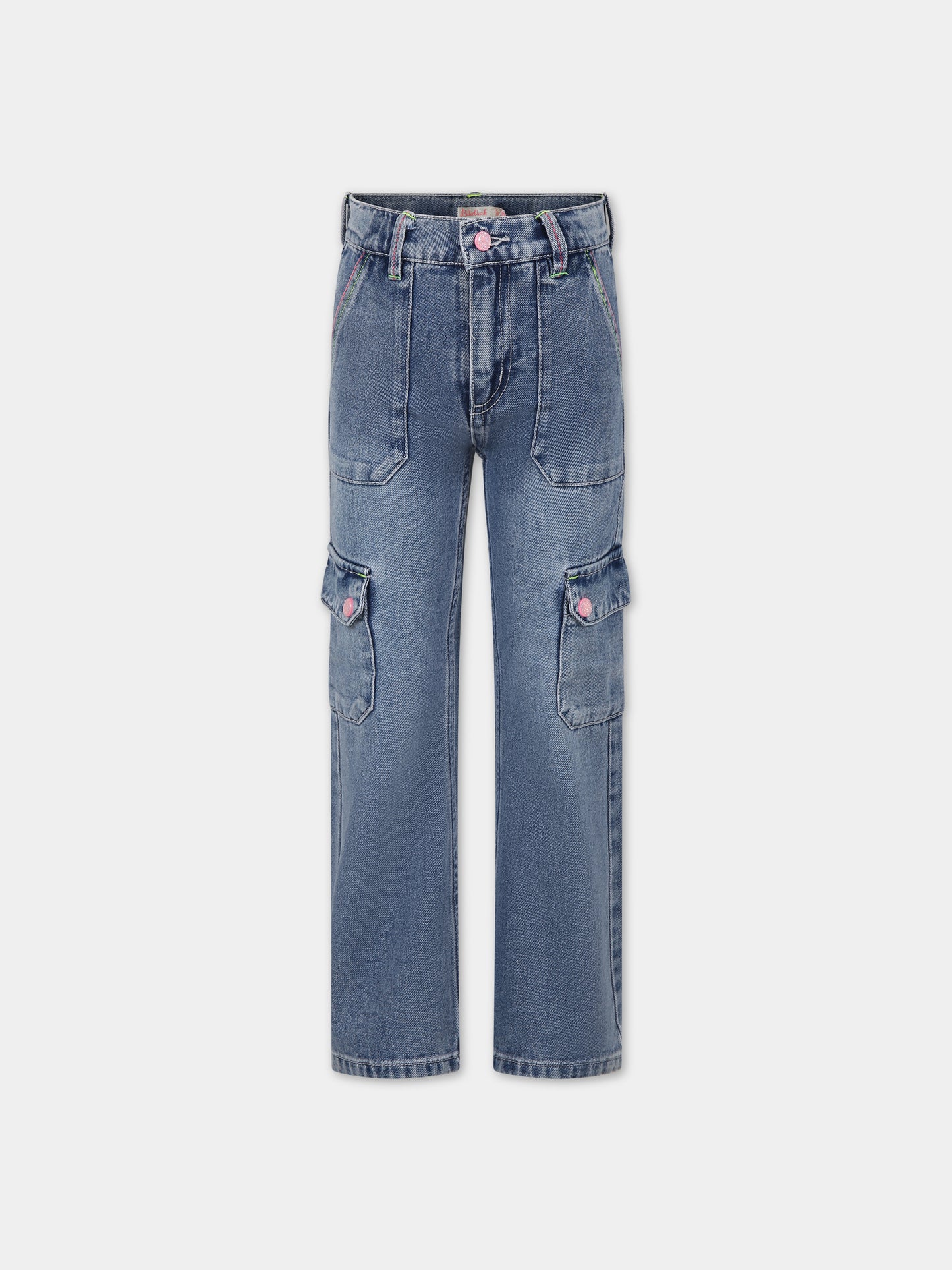 Jeans denim per bambina con logo,Billieblush,U20133 Z13