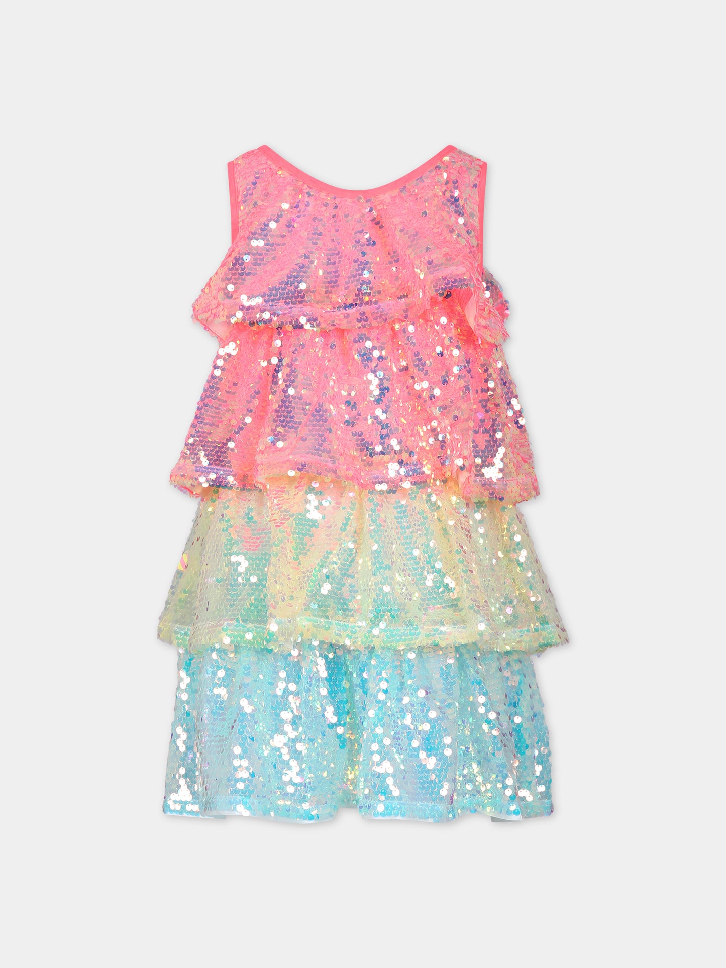 Vestito elegante multicolor per bambina con paiettes,Billieblush,U20365 Z41