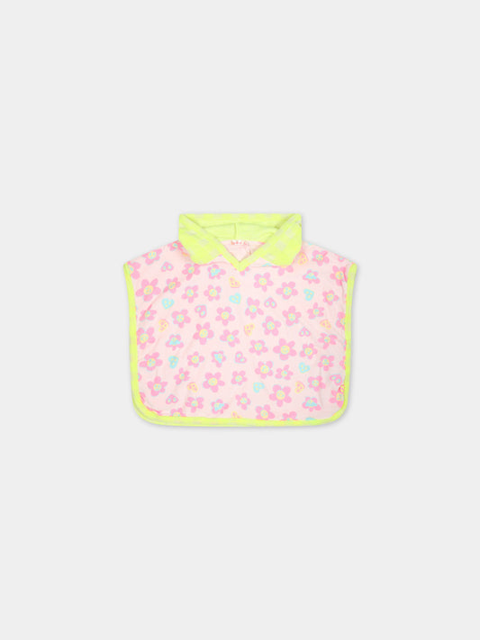 Accappatoio rosa per neonata con fantasia multicolor,Billieblush,U20359 45S