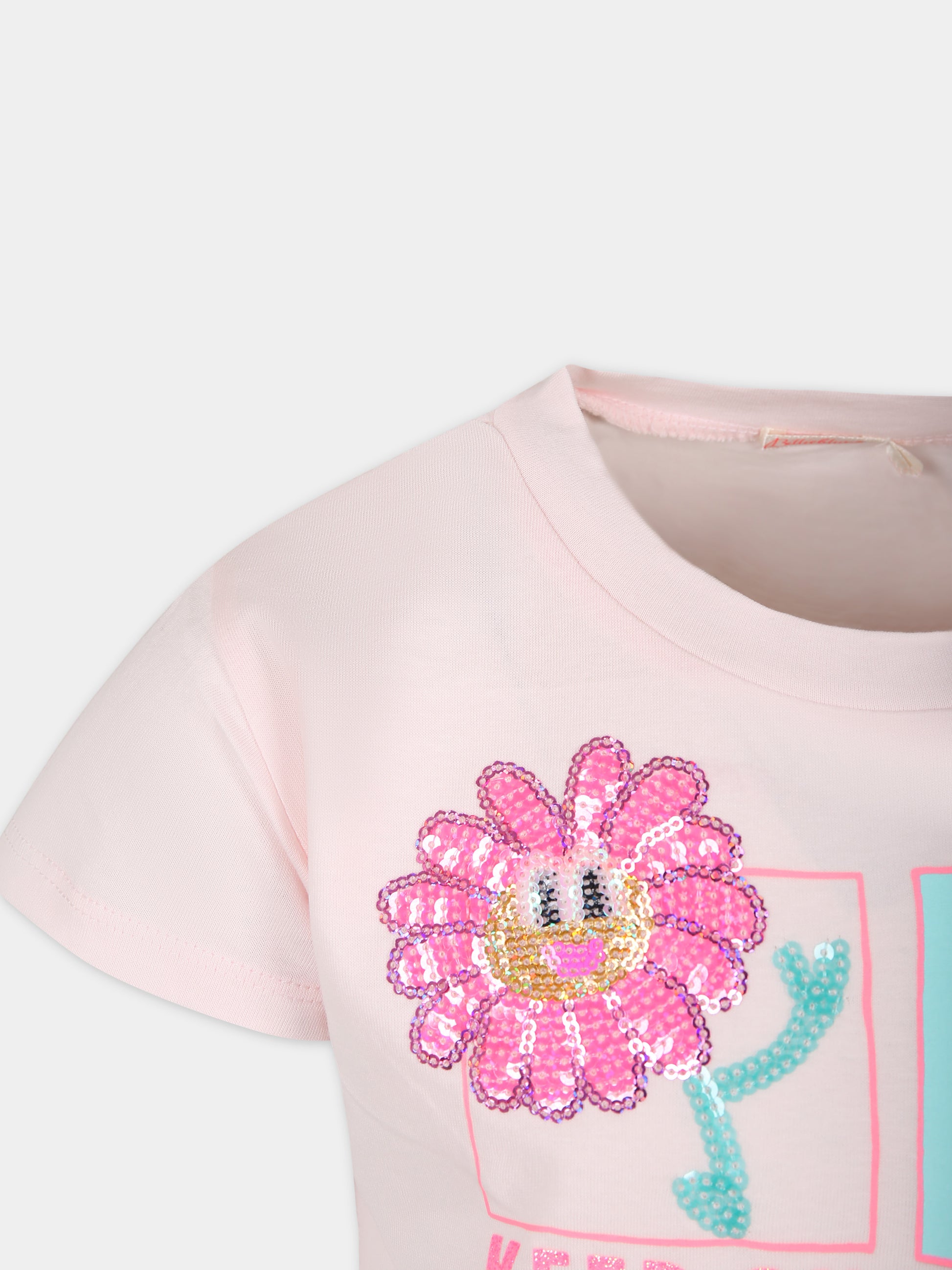 T-shirt rosa per bambina con stampa multicolor,Billieblush,U20065 45S