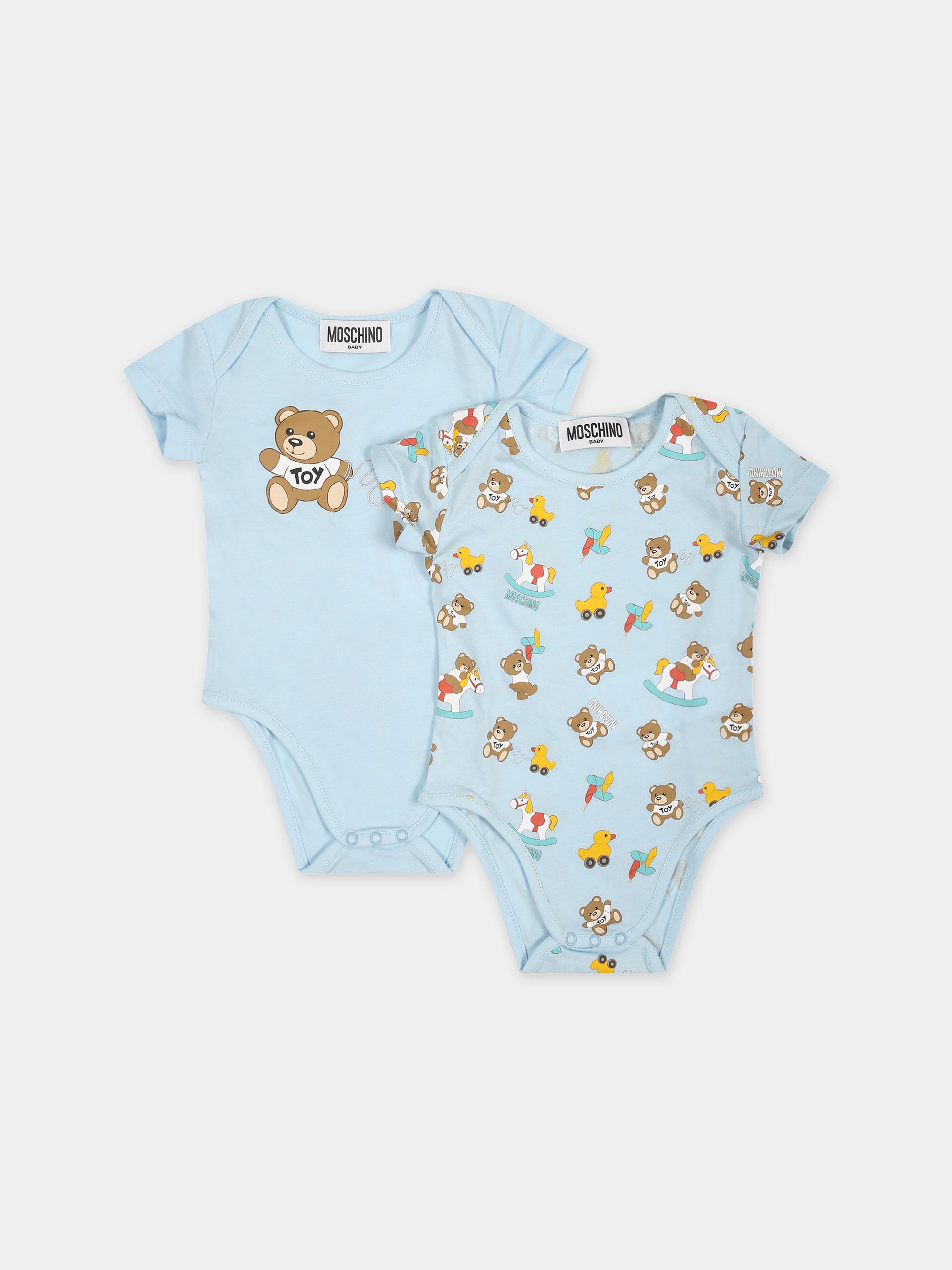 Set celeste per neonato con Teddy Bear,Moschino Kids,M7Y017 LAB92 83537