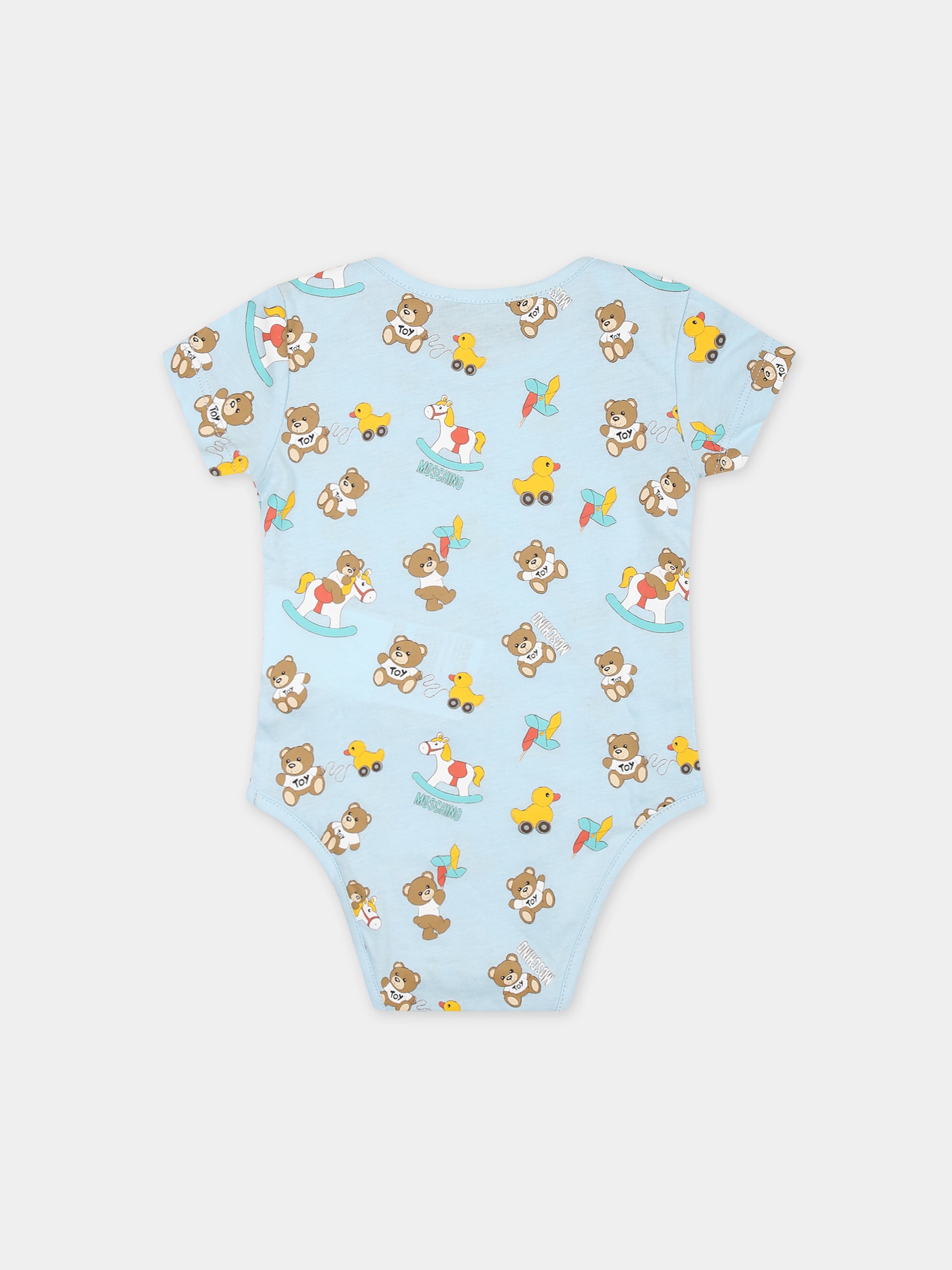 Set celeste per neonato con Teddy Bear,Moschino Kids,M7Y017 LAB92 83537