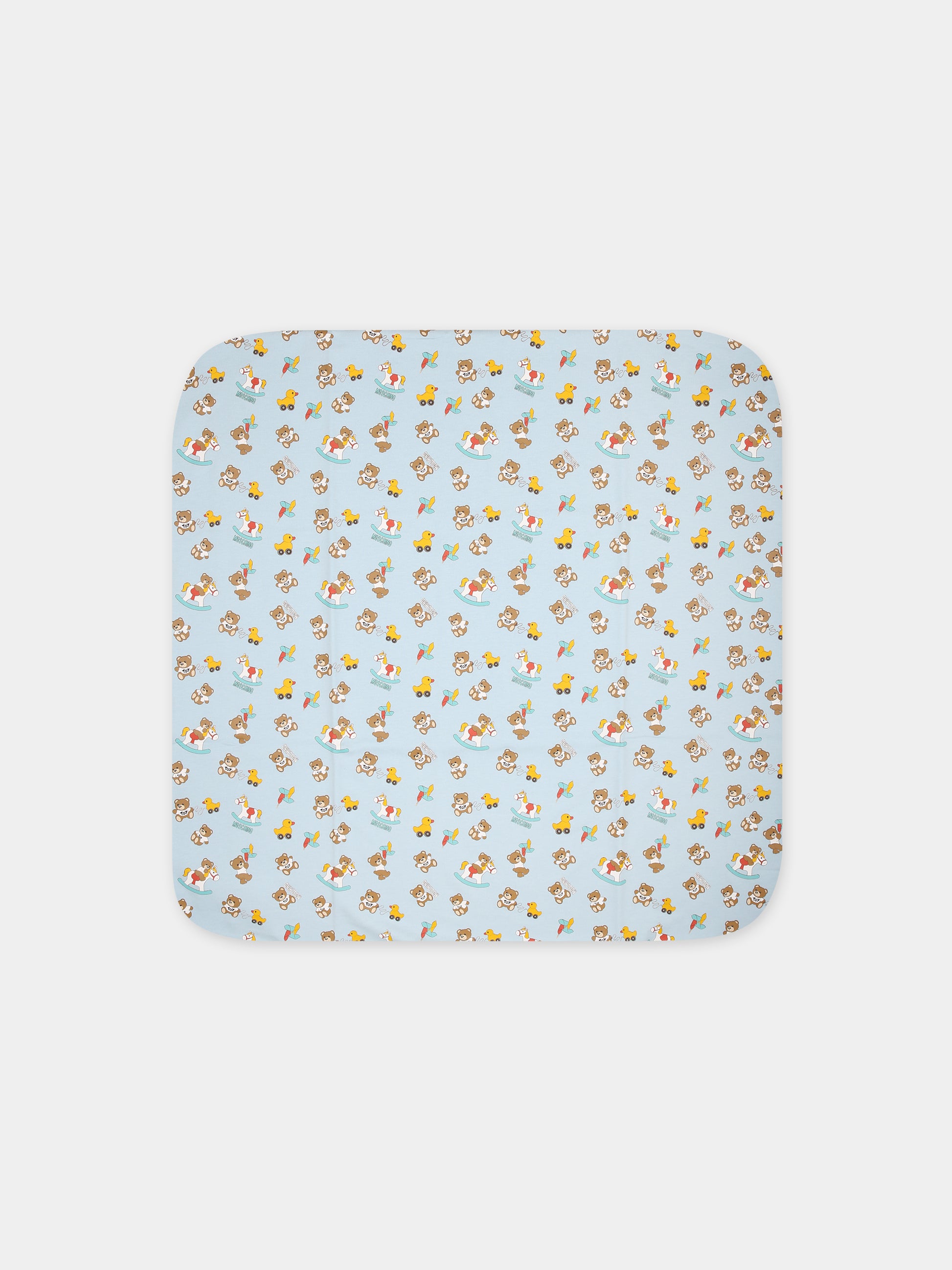 Coperta celeste per neonato con fantasia all-over,Moschino Kids,M7B005 LCB50 83537