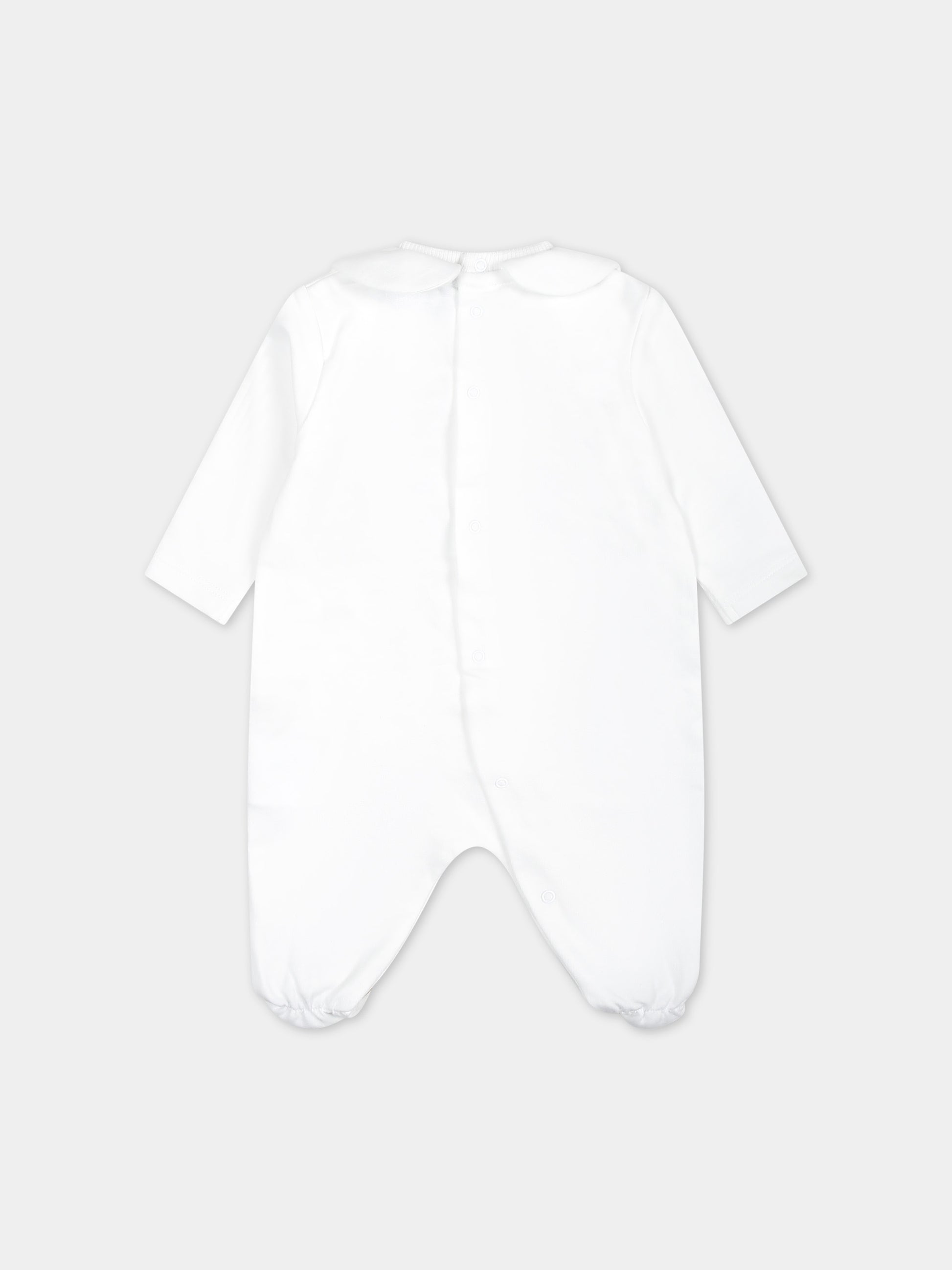 Tutina bianca per neonati con logo e Teddy Bear,Moschino Kids,MUY06M LCA19 10101