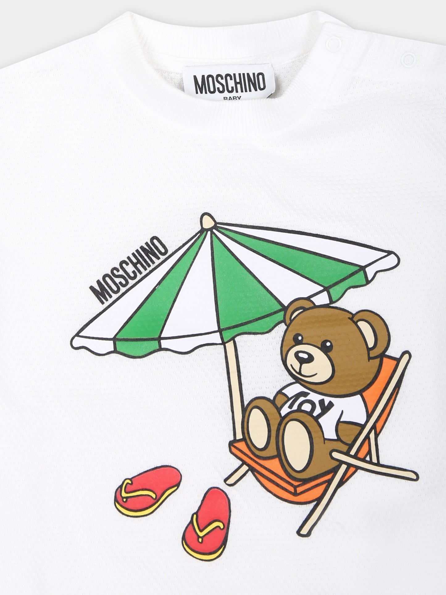 Pagliaccetto bianco per neonati con Teddy Bear,Moschino Kids,MUY061 LIA20 10101