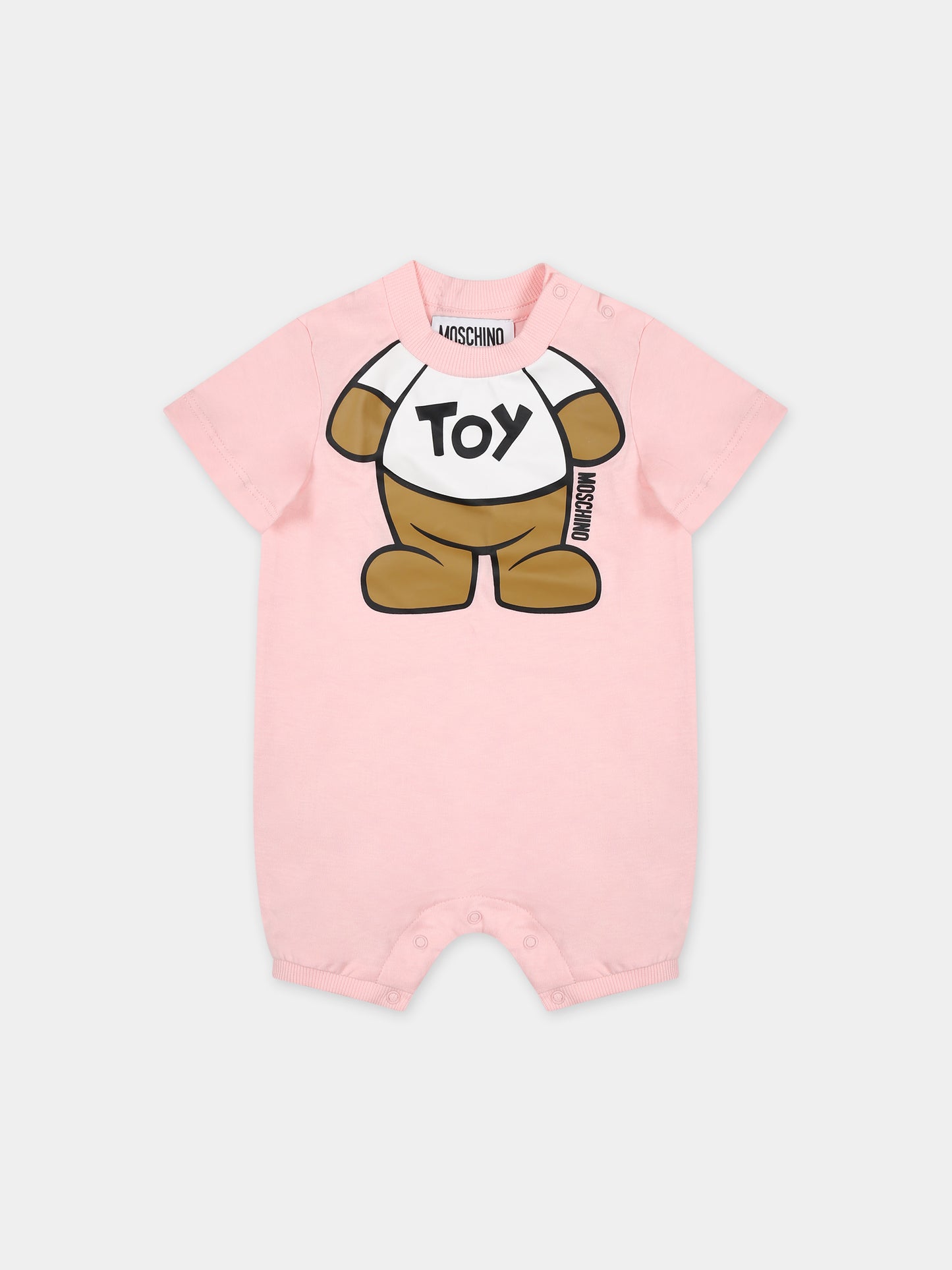 Pagliaccetto rosa per neonata con Teddy Bear,Moschino Kids,MNY022 LAA33 50209