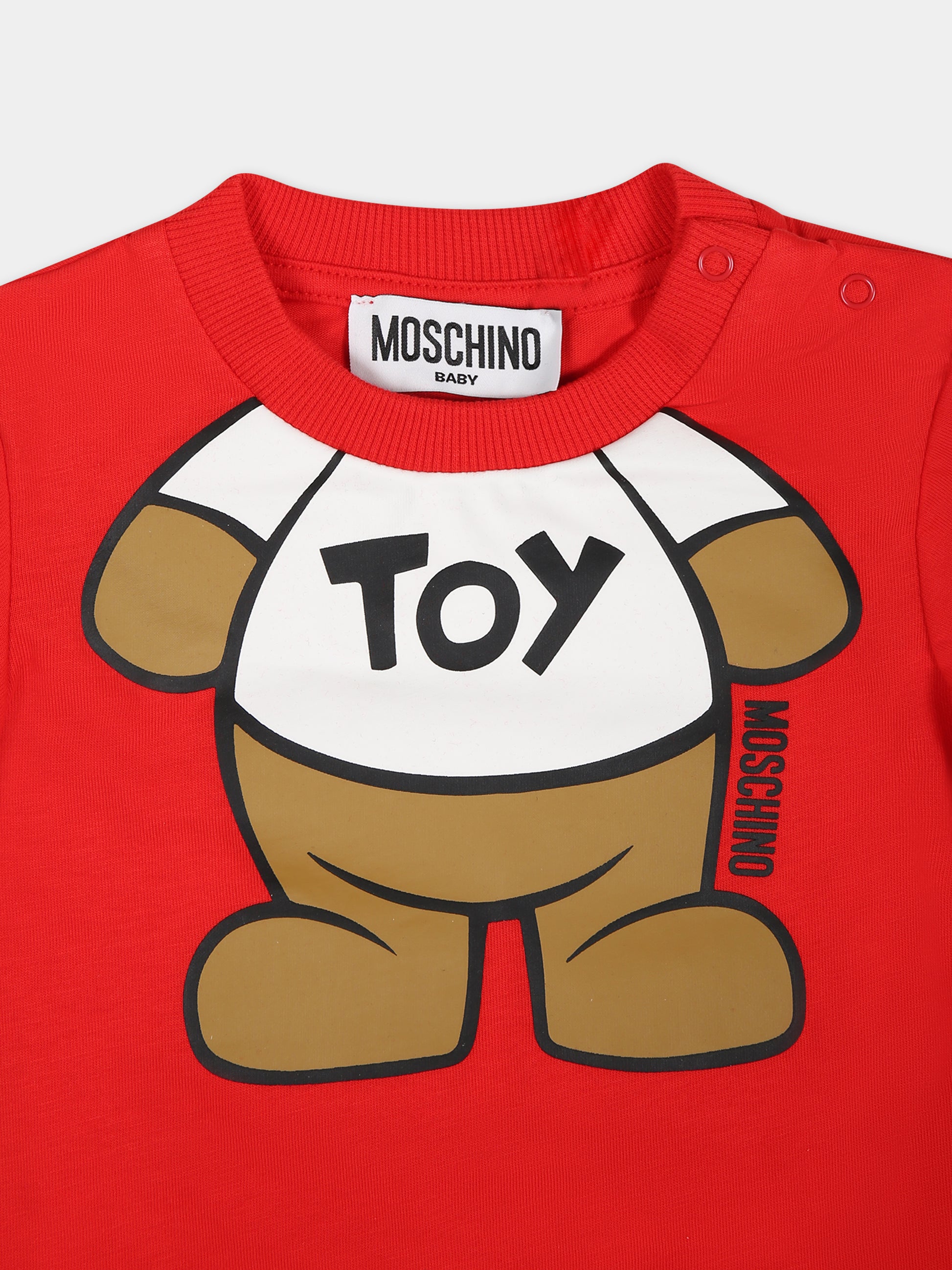 Pagliaccetto rosso per neonati con Teddy Bear,Moschino Kids,MNY022 LAA33 50109