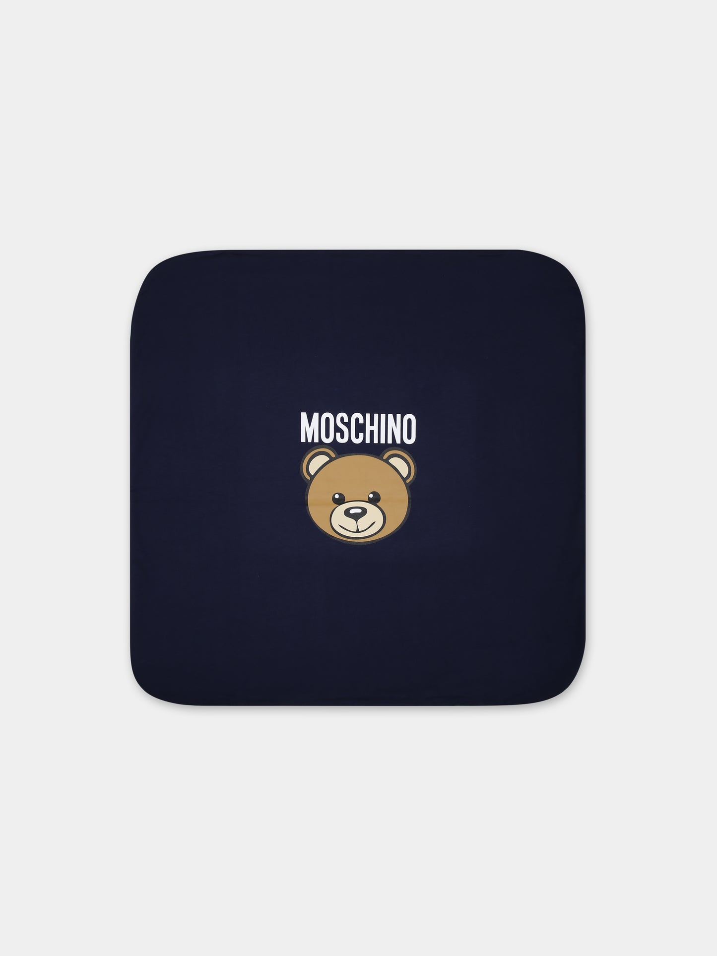 Coperta blu per neonati con Teddy Bear e logo,Moschino Kids,M6B005 LCA19 40016