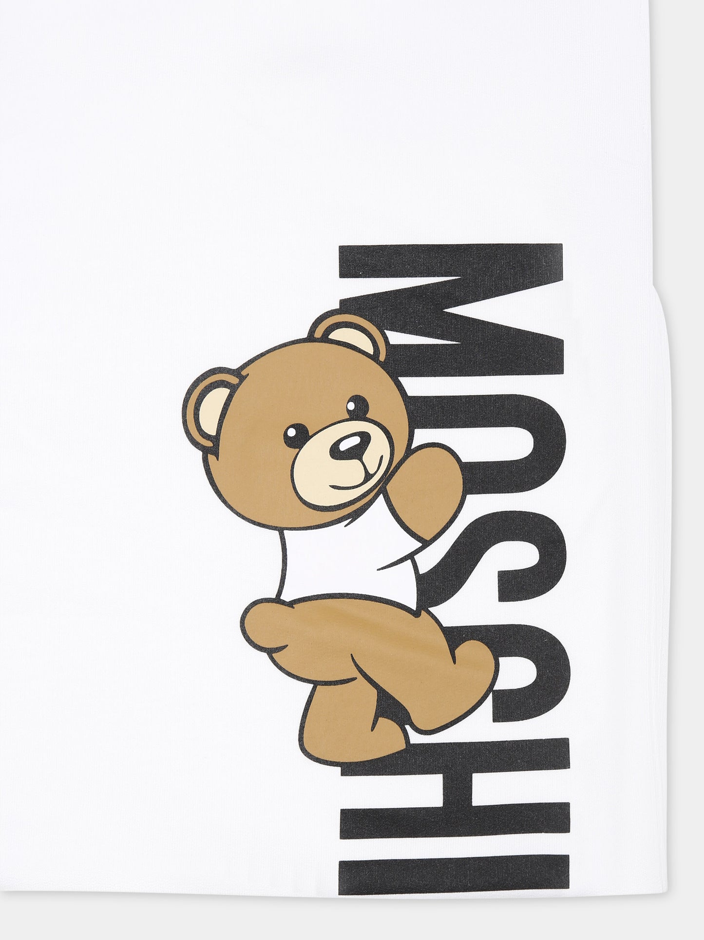 Coperta bianca per neonato con Teddy Bear e logo,Moschino Kids,M8B005 LCA30 10101
