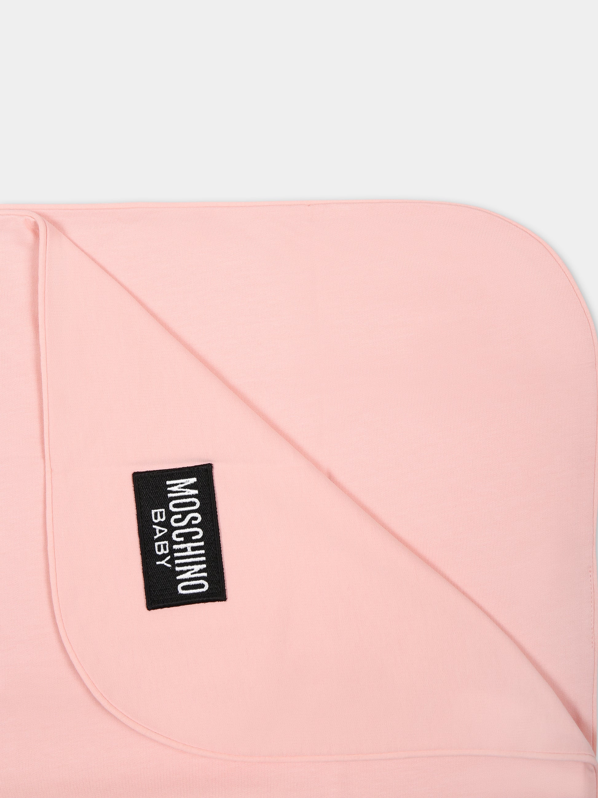 Coperta rosa per neonato con Teddy Bear e logo,Moschino Kids,M8B005 LCA30 50209