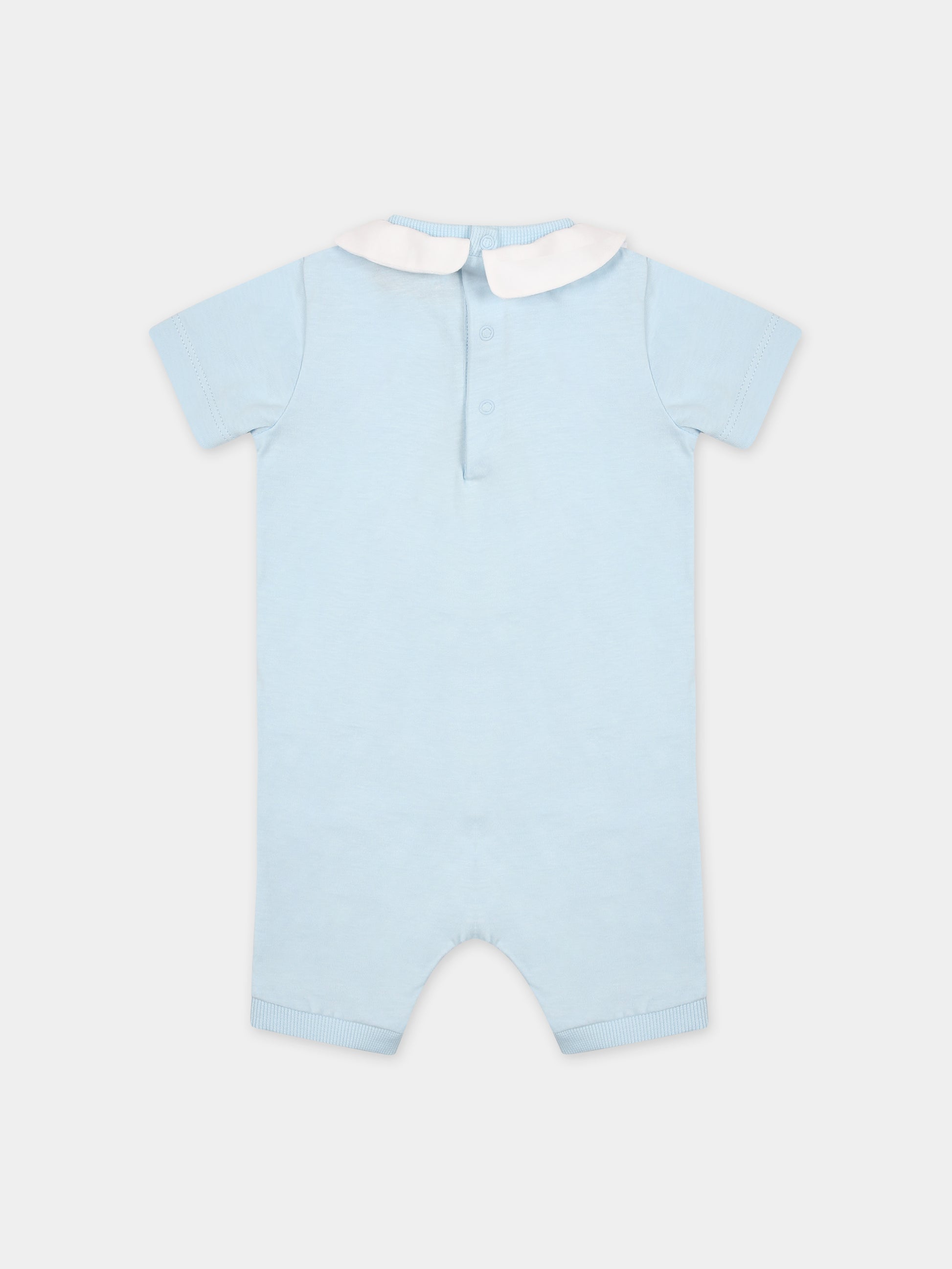 Pagliaccetto celeste per neonato con Teddy Bear e logo,Moschino Kids,MUY06L LAA17 40304