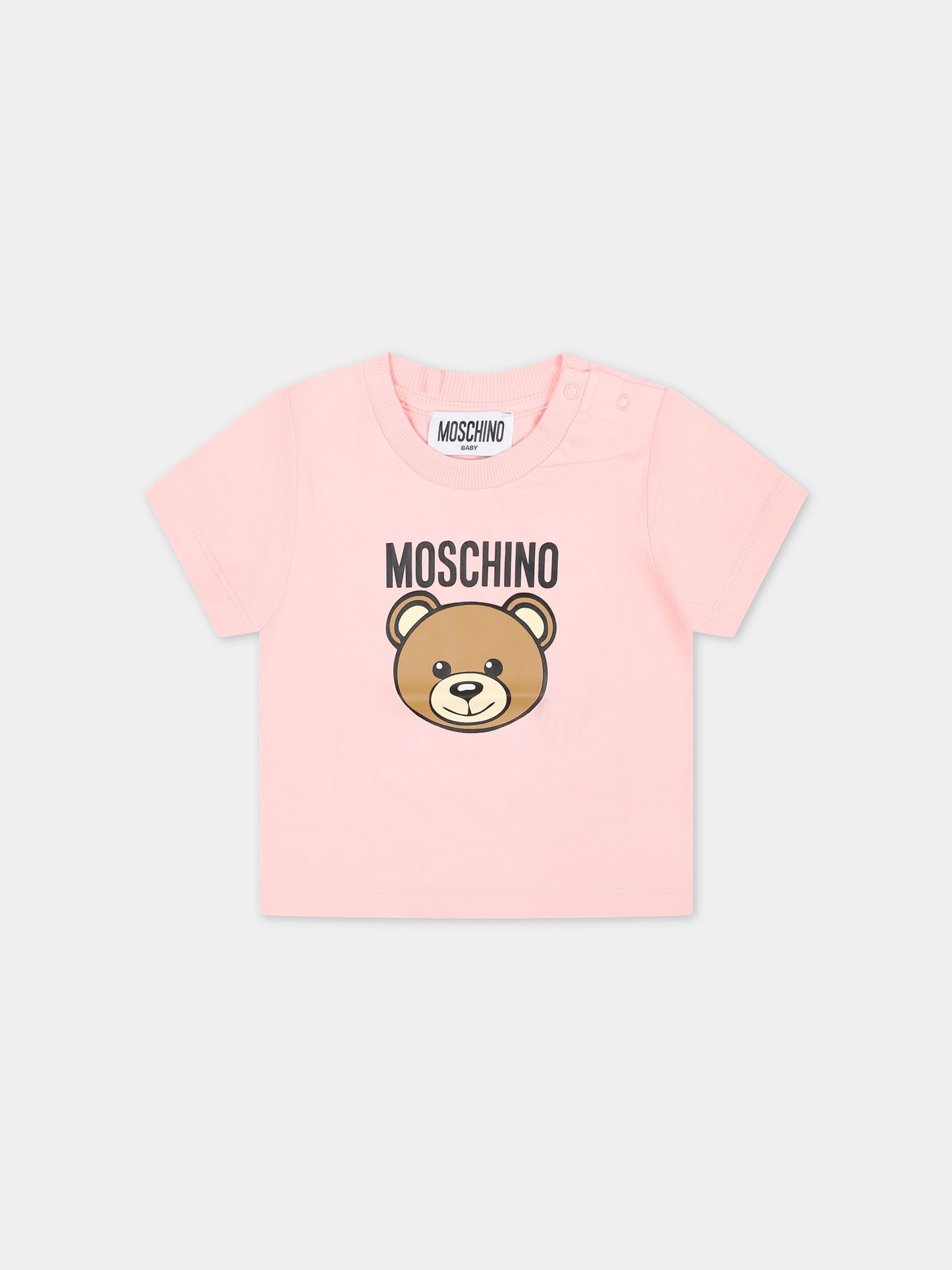 T-shirt rosa per neonata con Teddy Bear,Moschino Kids,MUM03Y LAA02 50209