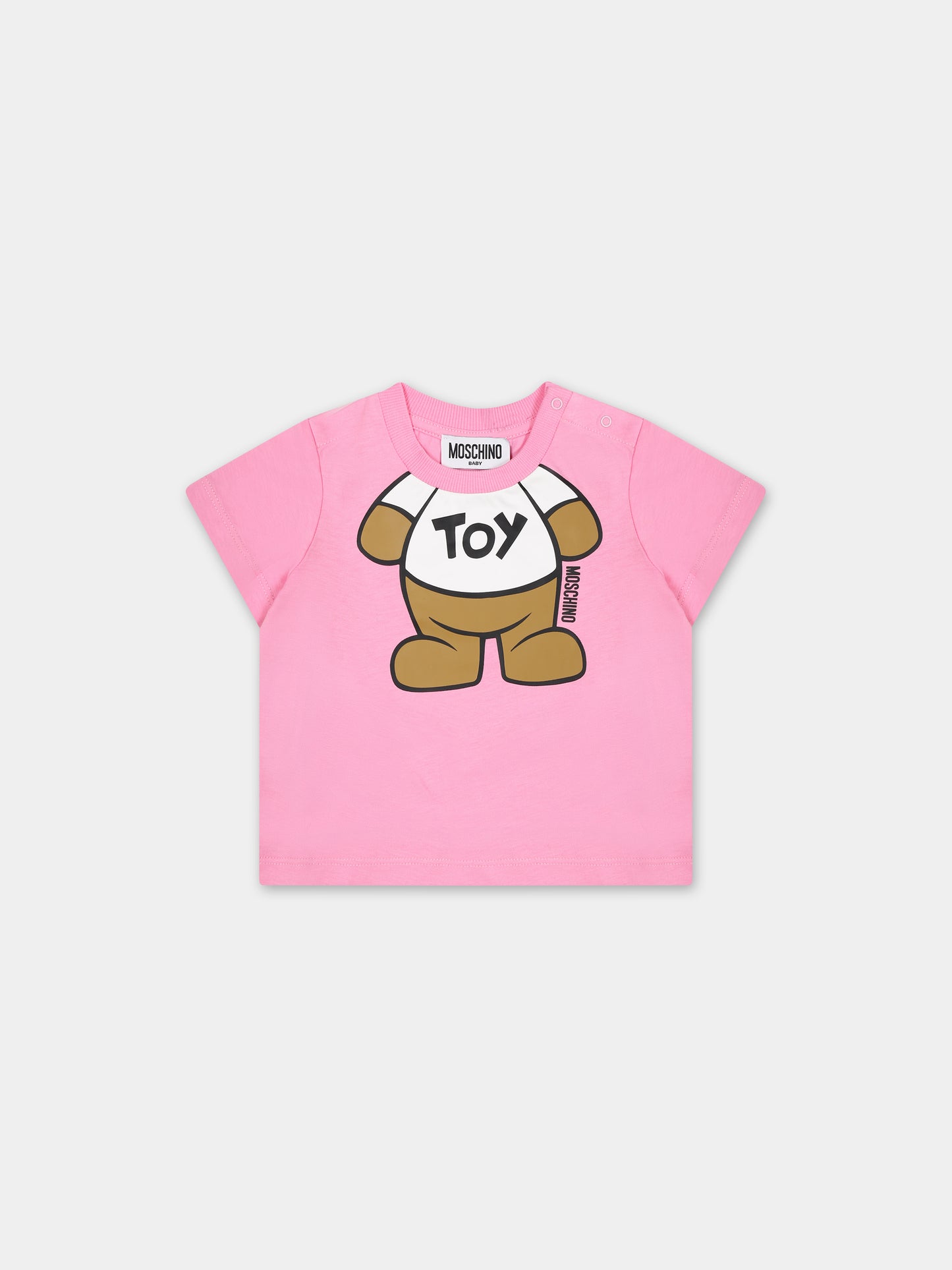 T-shirt rosa per neonata con Teddy Bear,Moschino Kids,MYM032 LAA33 50206