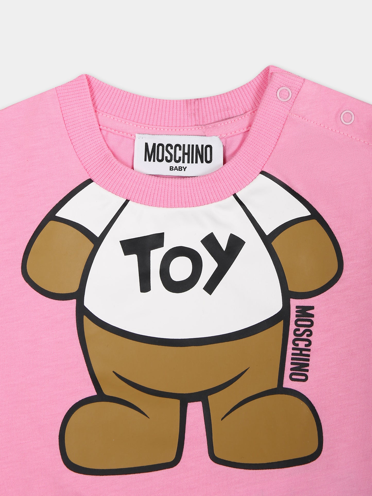 T-shirt rosa per neonata con Teddy Bear,Moschino Kids,MYM032 LAA33 50206