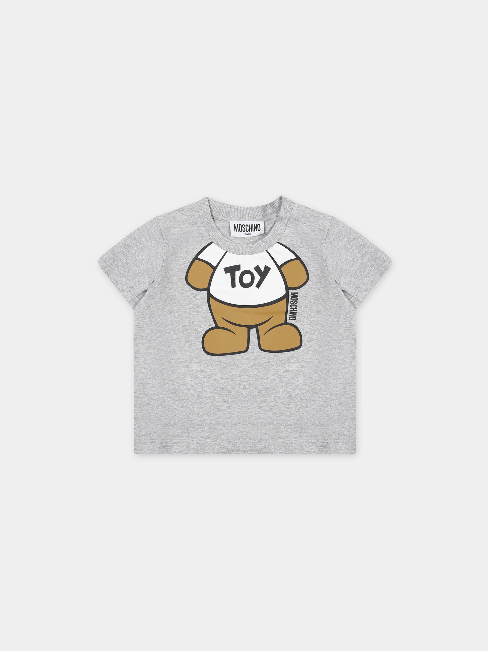 T-shirt grigia per neonata con Teddy Bear,Moschino Kids,MYM032 LAA33 60926